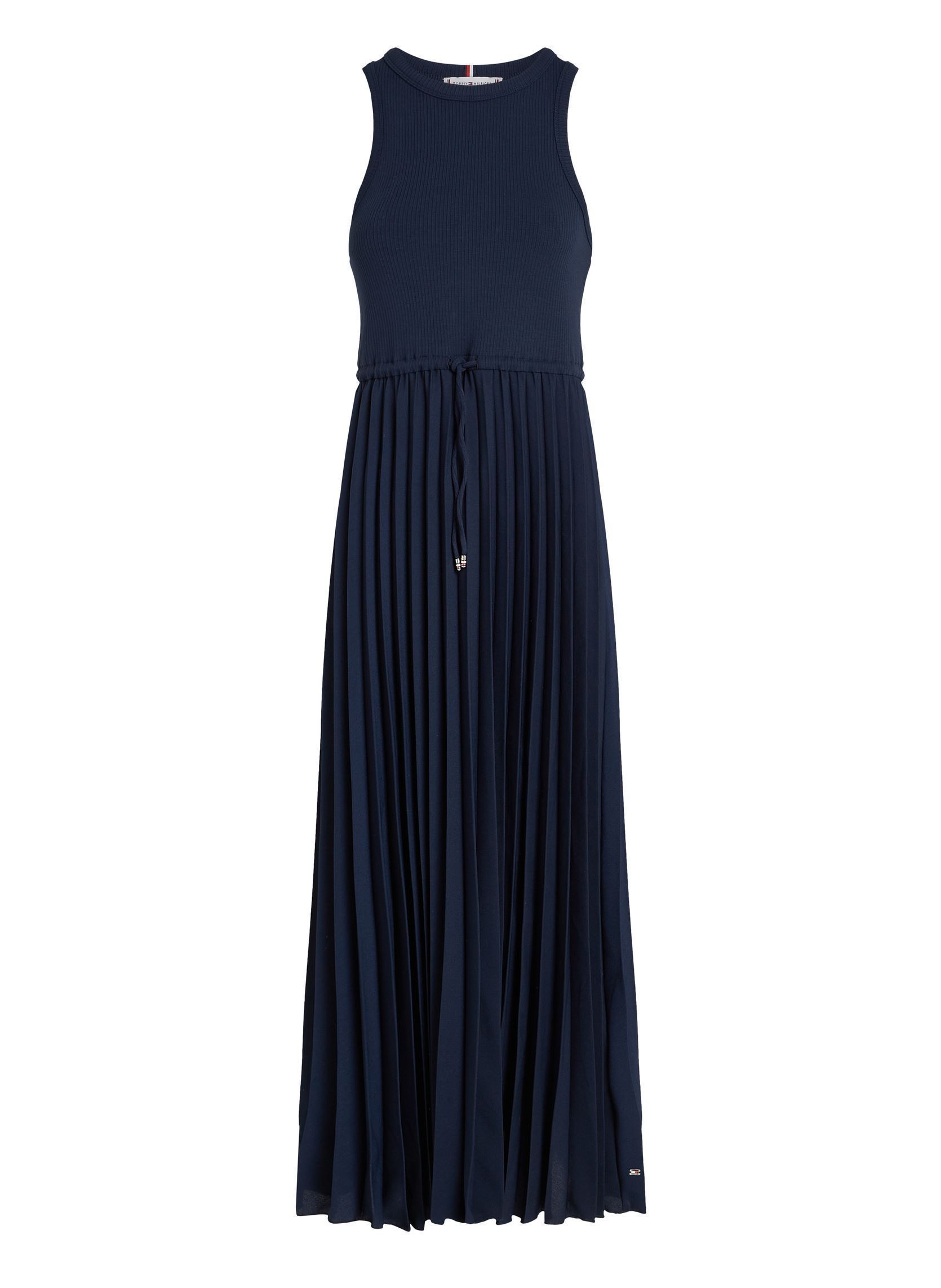 Kleider Rib Tank Pleated Dre WW0WW39342 damen blau Tommy Hilfiger Kleider Rib Tank Pleated Dre WW0WW39342 damen blau DARK NIGHT NAVY