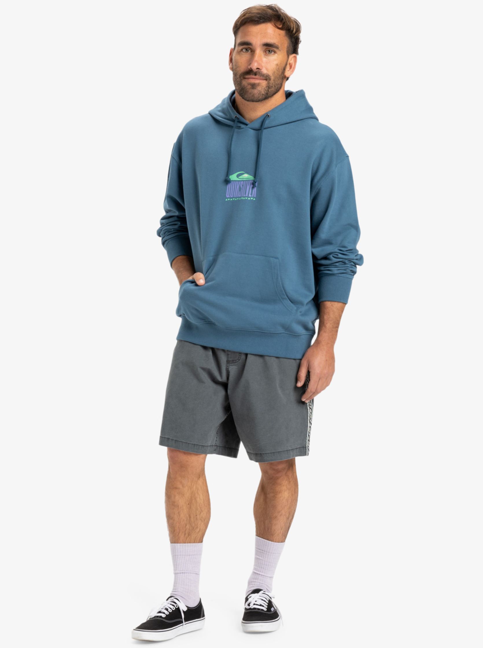 Kapuzenpullover Apog Heritage Hoodie EQYFT05057 herren blau Quiksilver Kapuzenpullover Apog Heritage Hoodie EQYFT05057 herren blau Real Teal