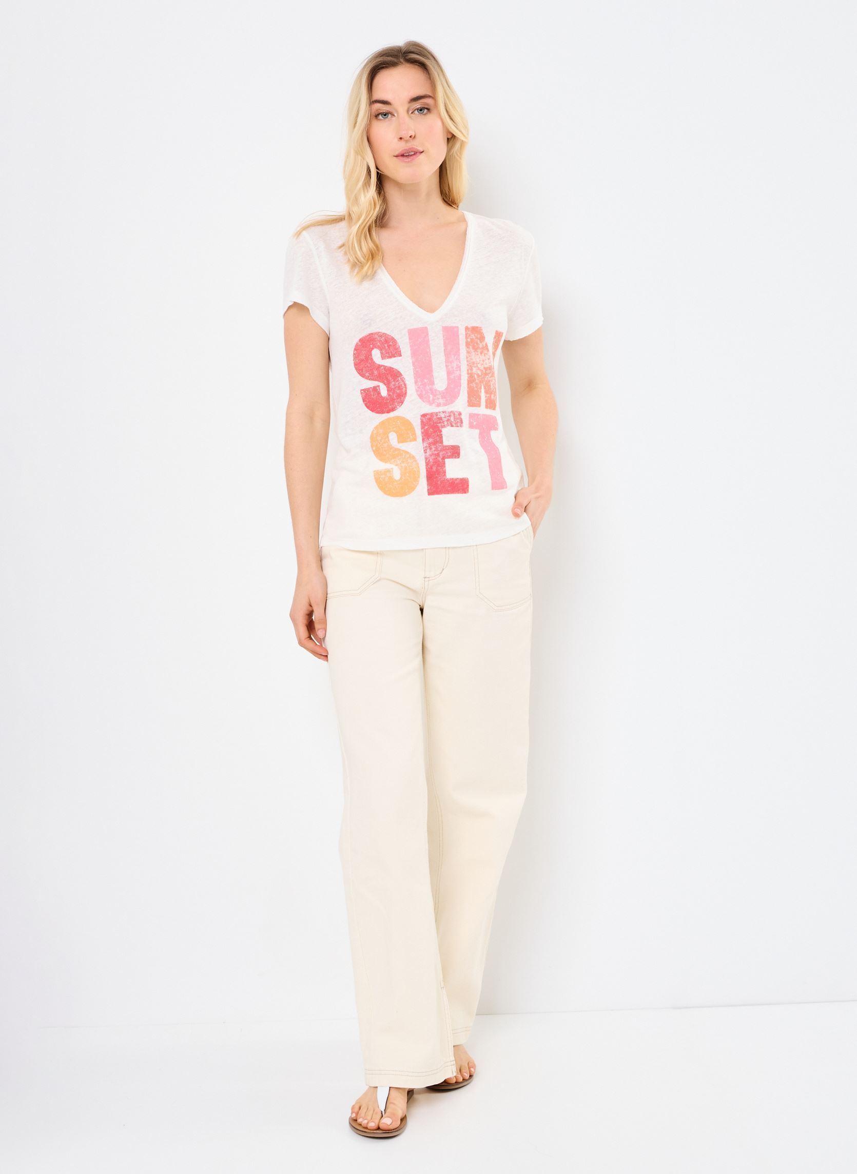 Tee-shirts manches courtes B110295 femme blanc IKKS Women Tee-shirts manches courtes B110295 femme blanc 11-BLANC CASSÉ