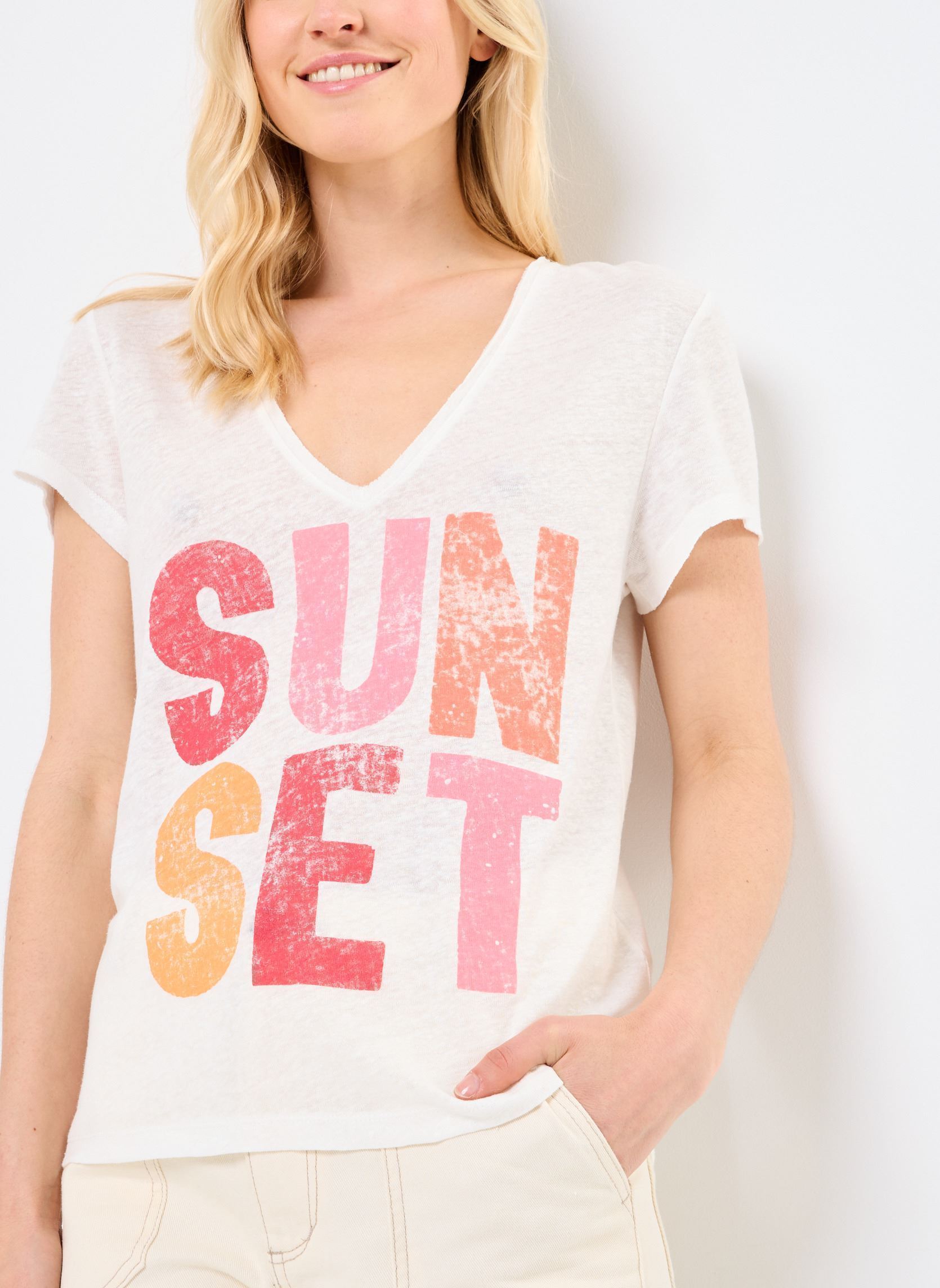 Tee-shirts manches courtes B110295 femme blanc IKKS Women Tee-shirts manches courtes B110295 femme blanc 11-BLANC CASSÉ