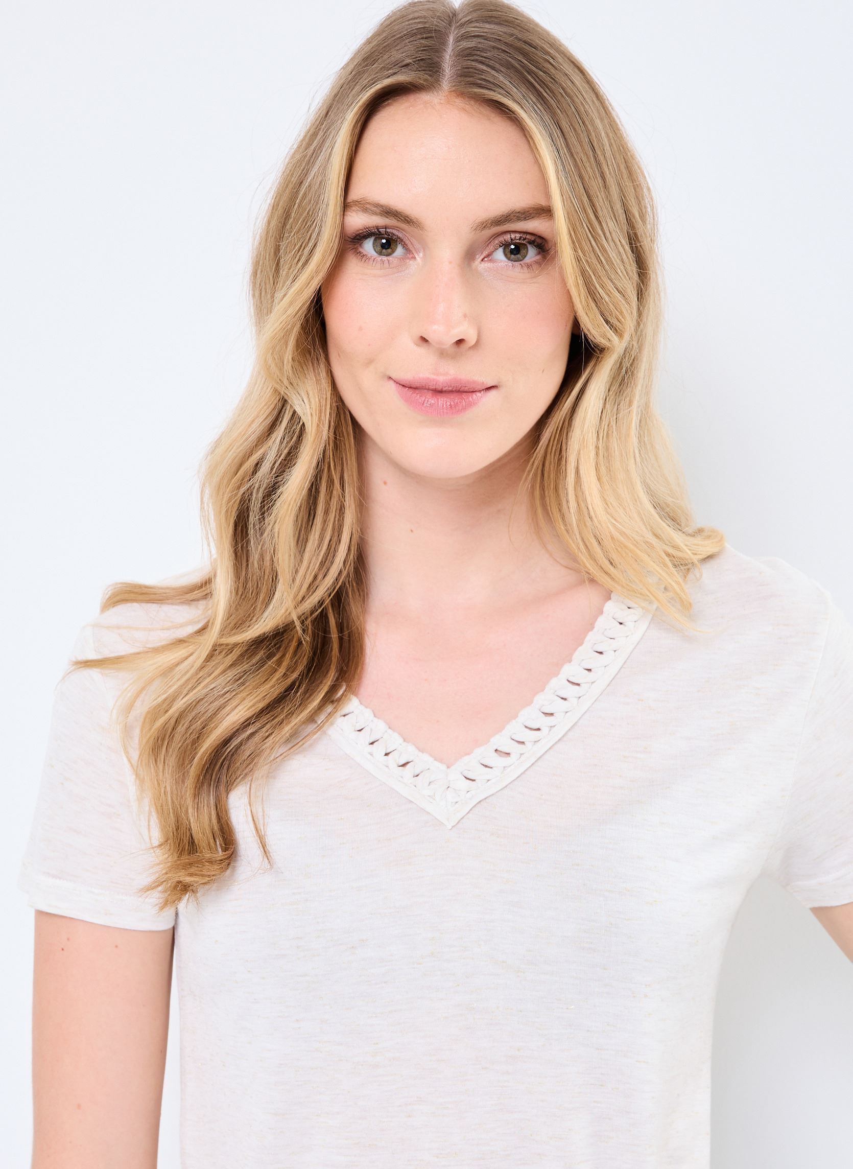 Tee-shirts manches courtes B110675 femme blanc IKKS Women Tee-shirts manches courtes B110675 femme blanc 11-BLANC CASSÉ