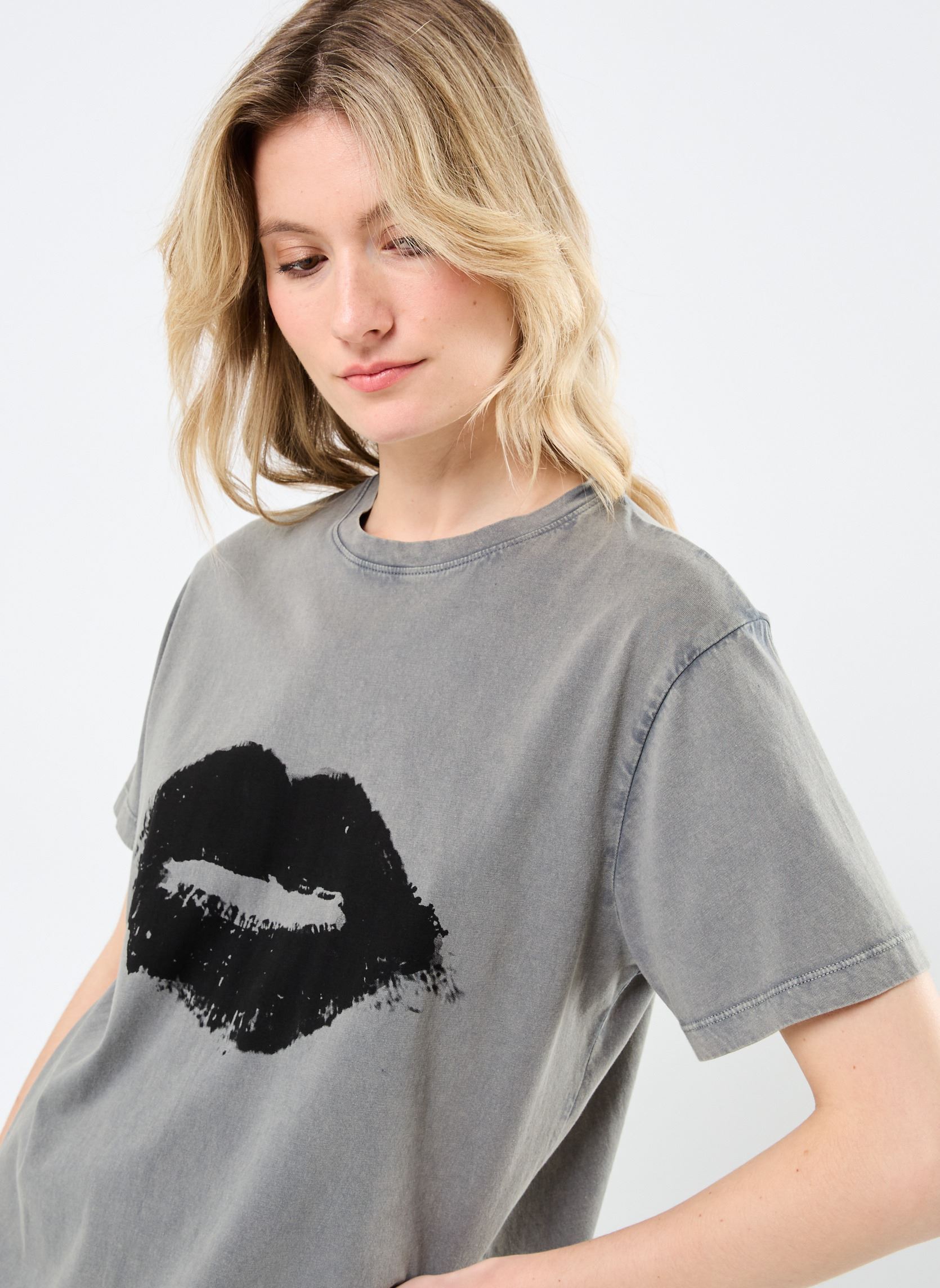 Tee-shirts manches courtes B110795 femme gris IKKS Women Tee-shirts manches courtes B110795 femme gris 27-GRIS BROUILLARD