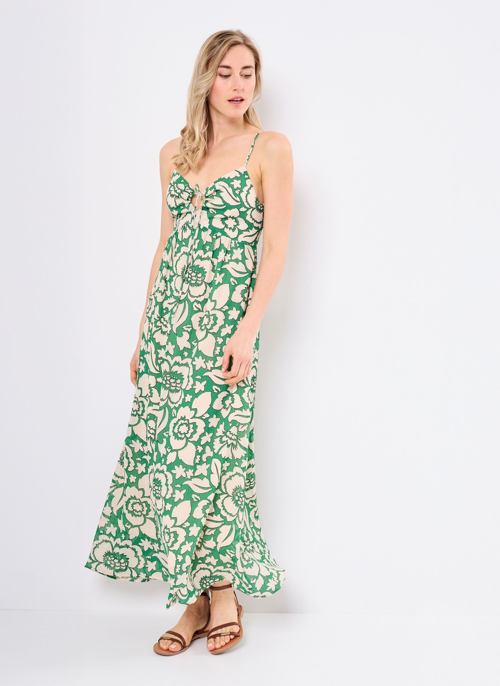 Lange jurken B130715 dames groen IKKS Women Lange jurken B130715 dames groen 52-PARROT GREEN