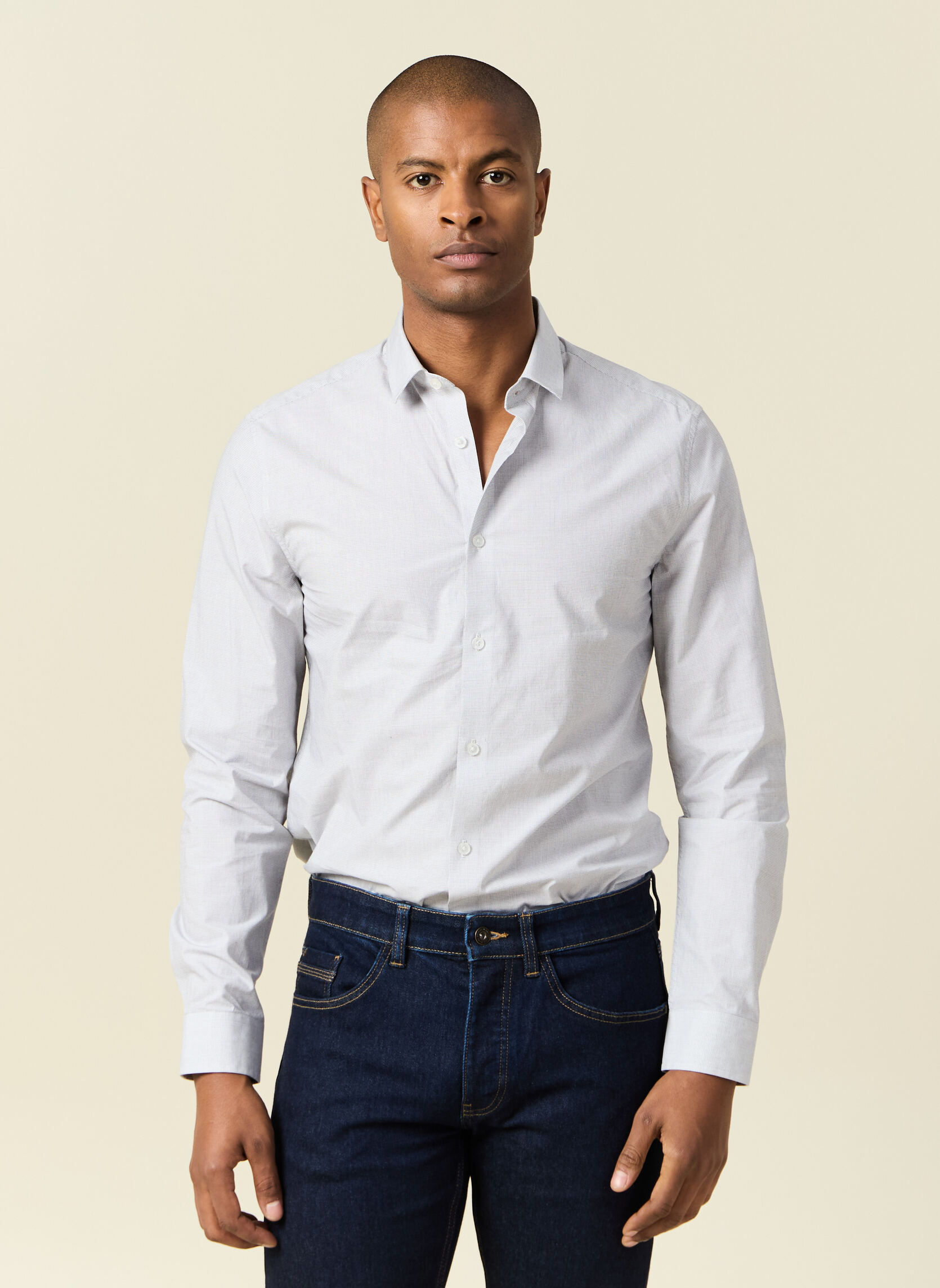Chemises MICROCHECK2H homme blanc Bonobo Chemises MICROCHECK2H homme blanc Blanc