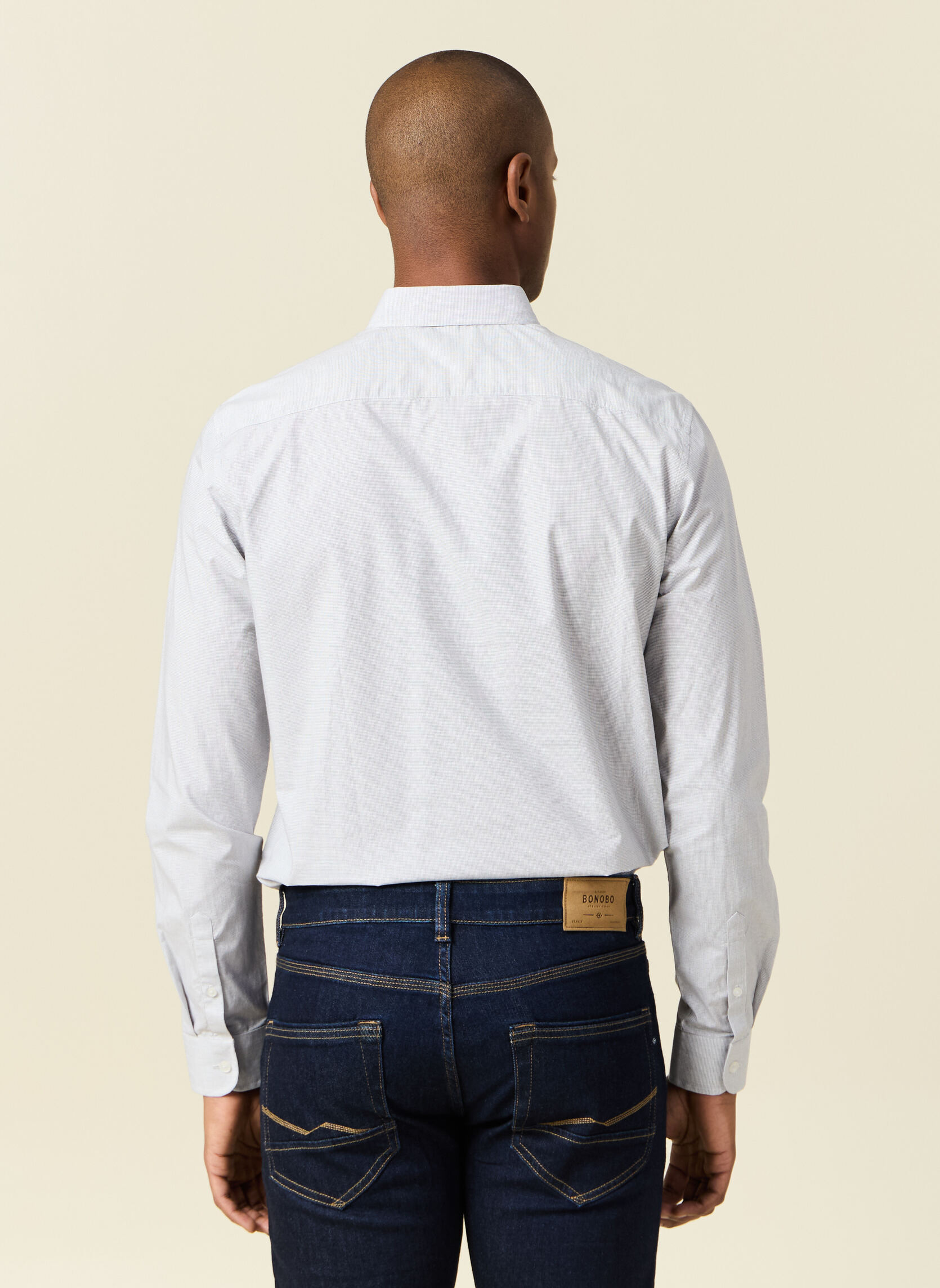 Chemises MICROCHECK2H homme blanc Bonobo Chemises MICROCHECK2H homme blanc Blanc