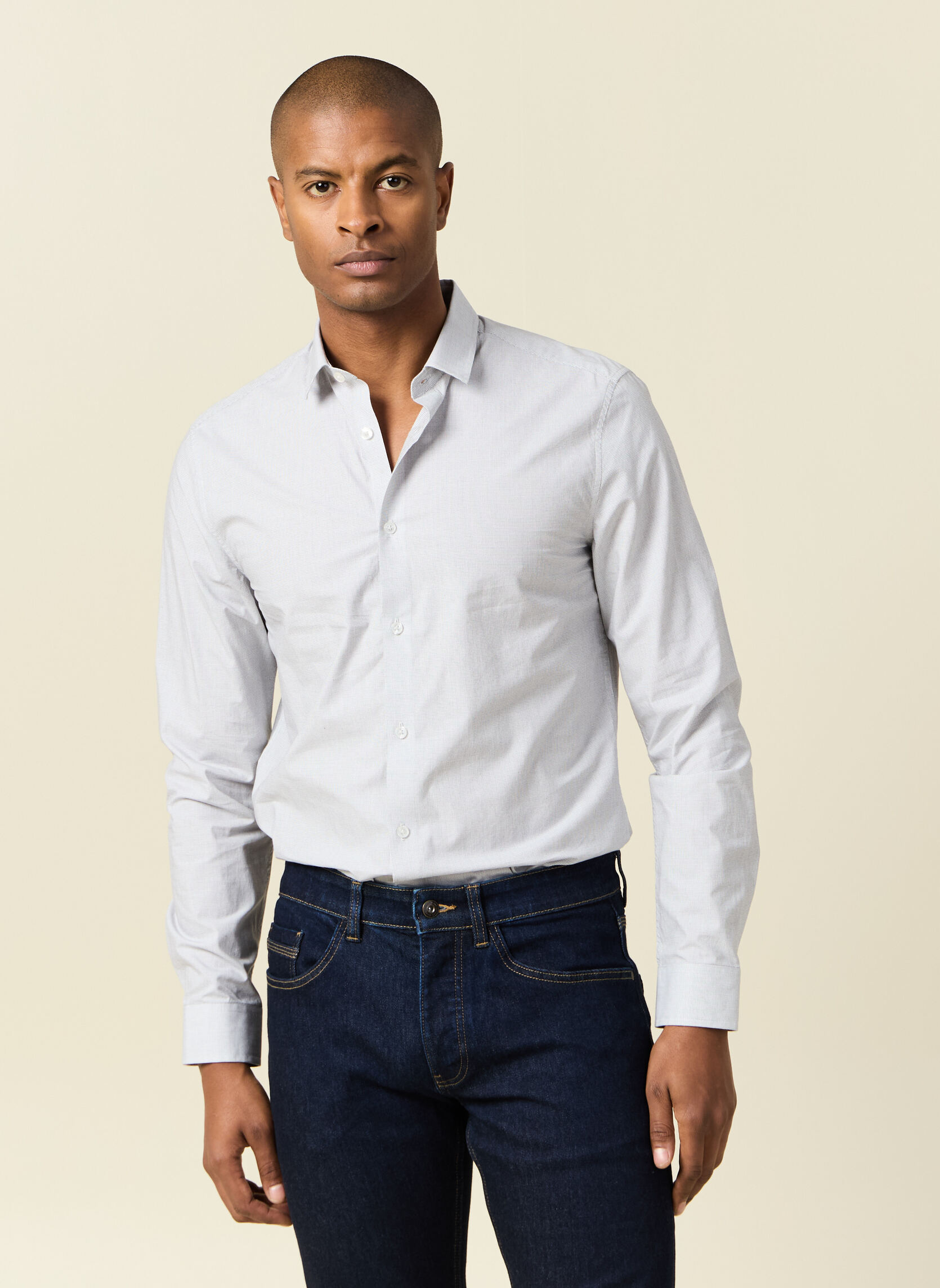 Chemises MICROCHECK2H homme blanc Bonobo Chemises MICROCHECK2H homme blanc Blanc