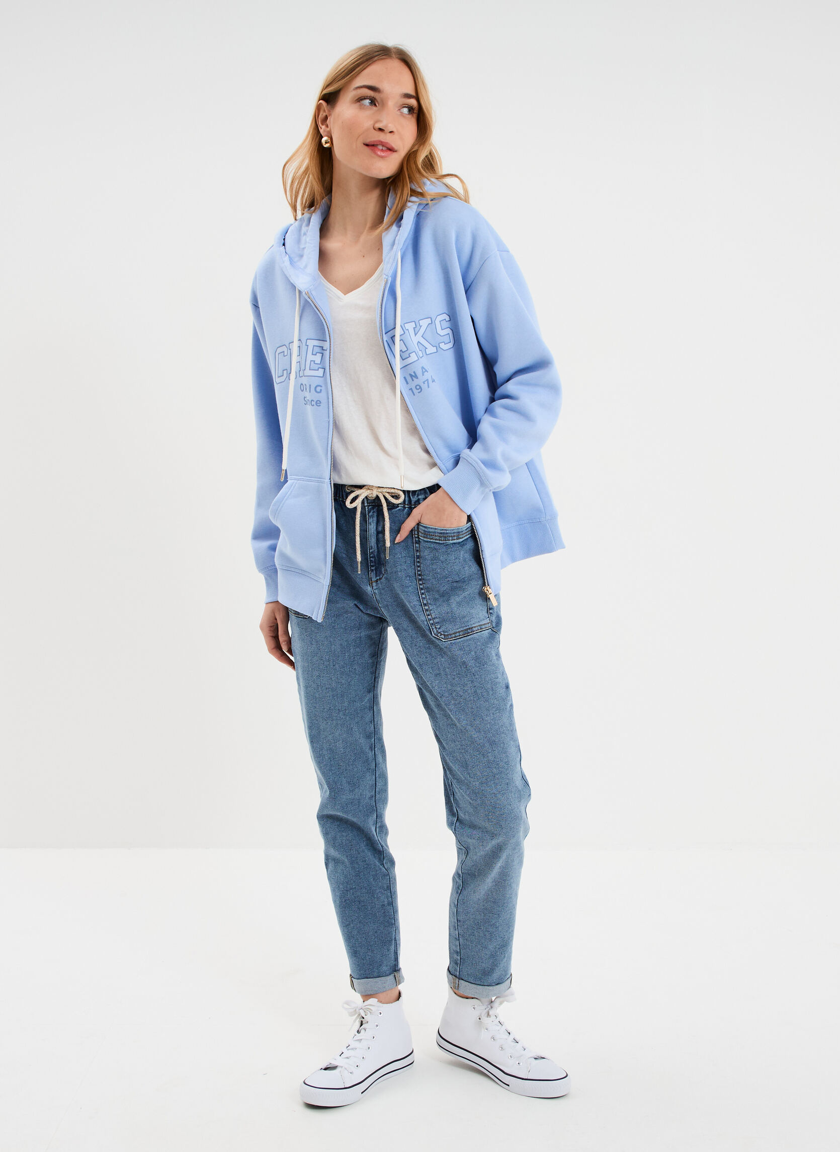 Sweats à capuche CRE3_SUCRE femme bleu CREEKS Sweats à capuche CRE3_SUCRE femme bleu Bleu ciel