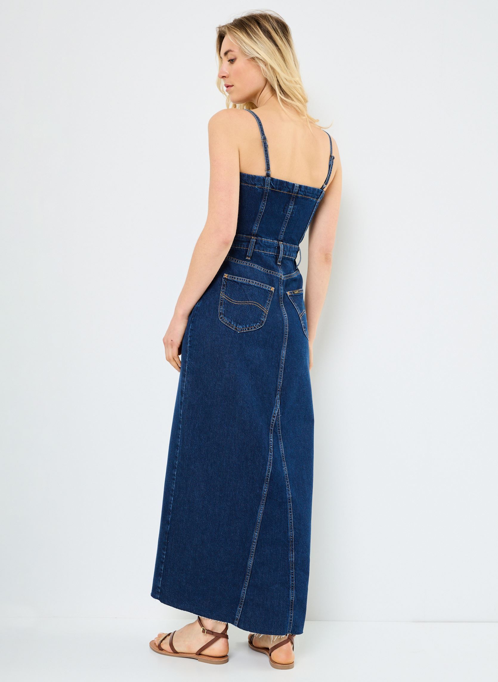Robes longues MAXI DENIM DRESS femme bleu Lee Robes longues MAXI DENIM DRESS femme bleu DARK FUSION