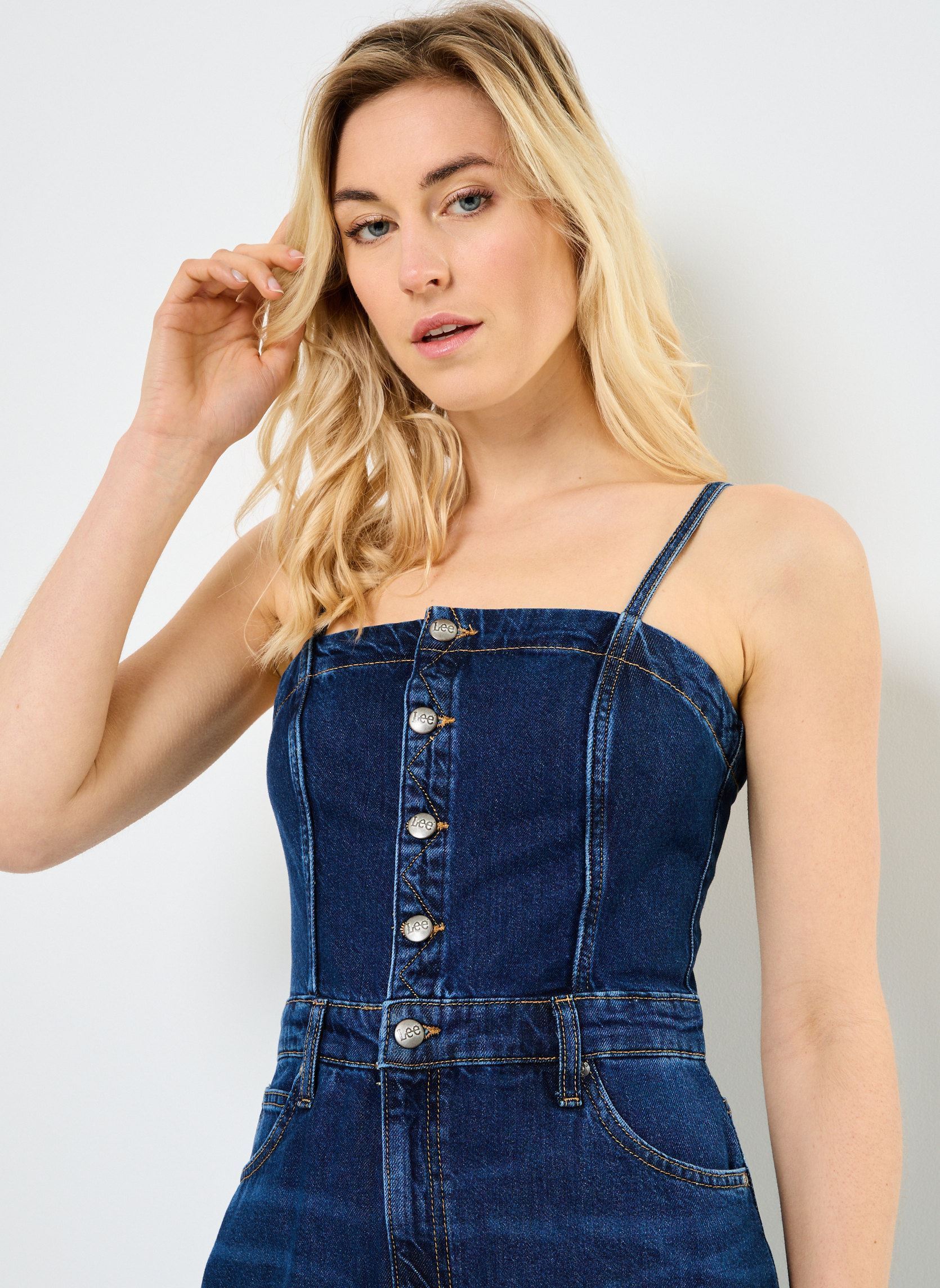 Robes longues MAXI DENIM DRESS femme bleu Lee Robes longues MAXI DENIM DRESS femme bleu DARK FUSION