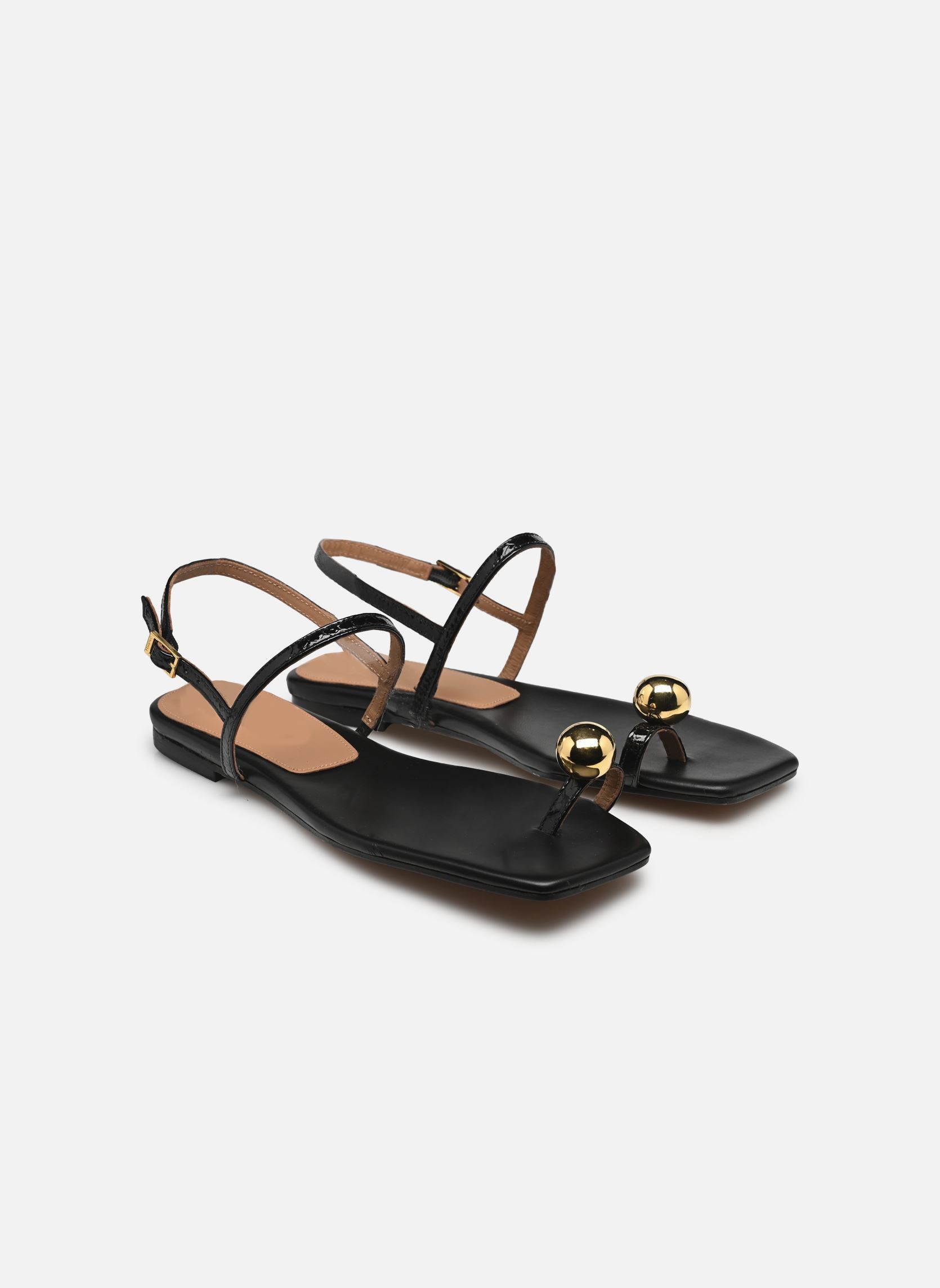 Sandalias planas Idris mujer negro Flattered Sandalias planas Idris mujer negro LEATHER SNAKE BLACK