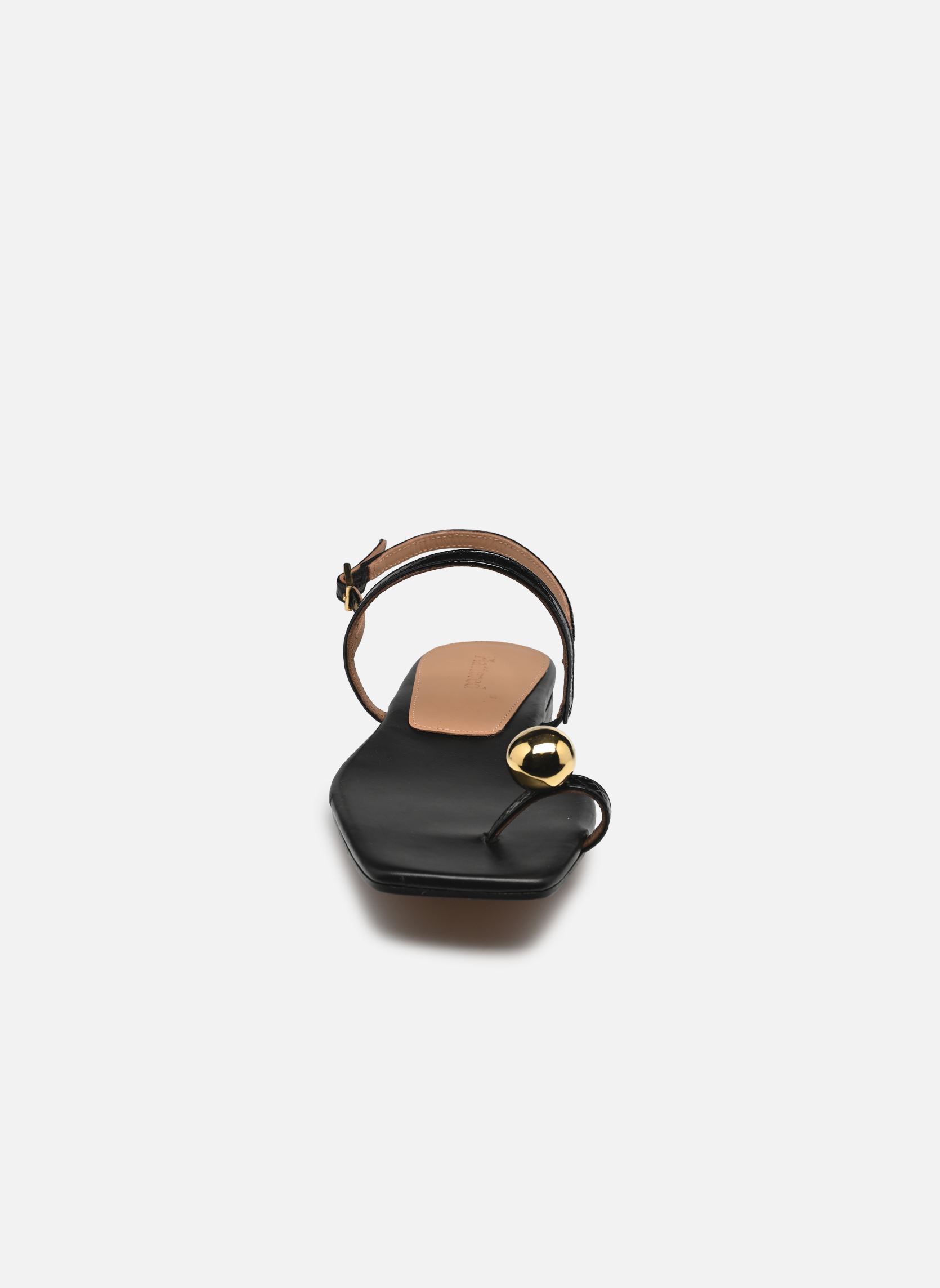Sandalias planas Idris mujer negro Flattered Sandalias planas Idris mujer negro LEATHER SNAKE BLACK