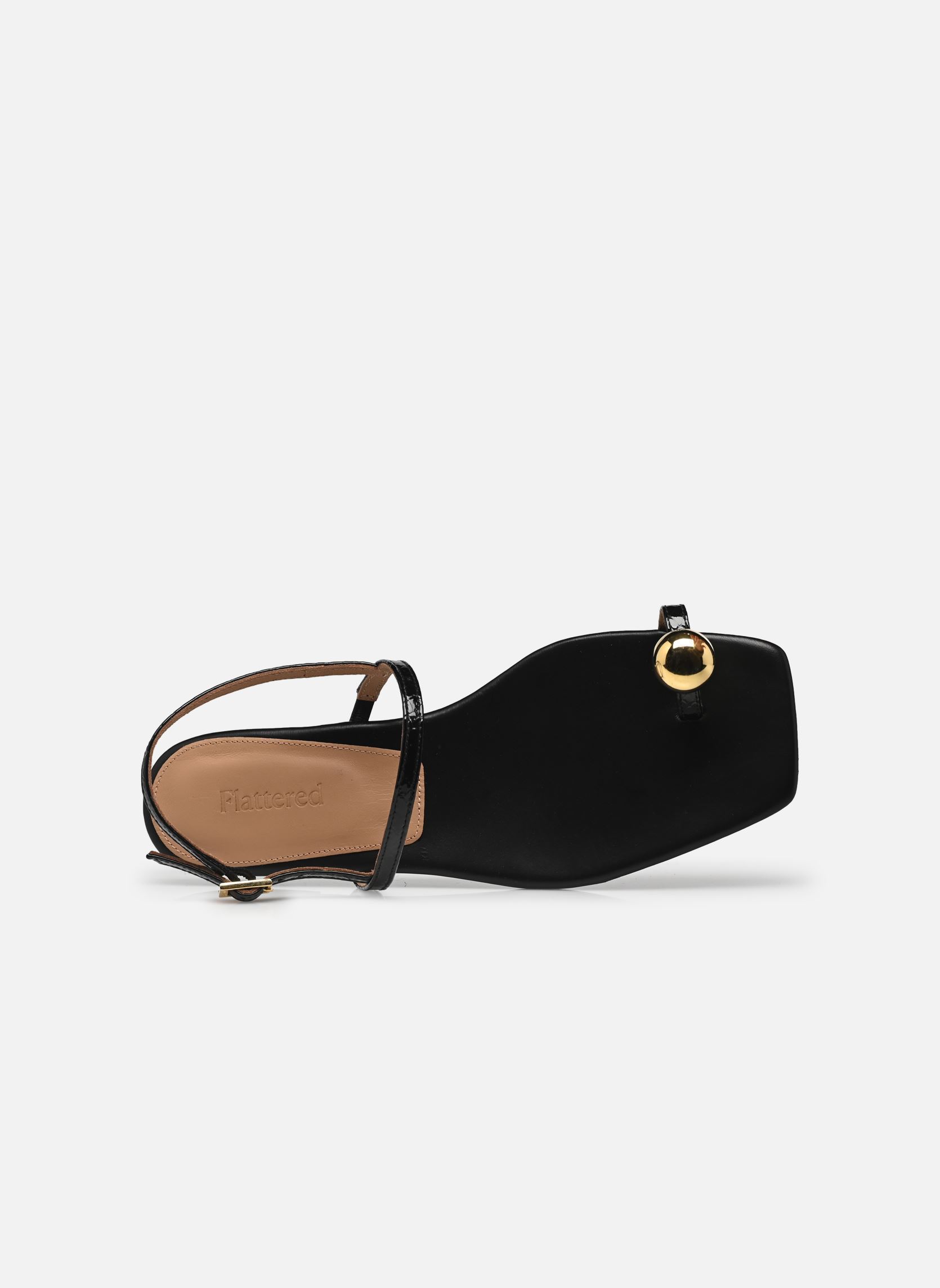 Sandalias planas Idris mujer negro Flattered Sandalias planas Idris mujer negro LEATHER SNAKE BLACK