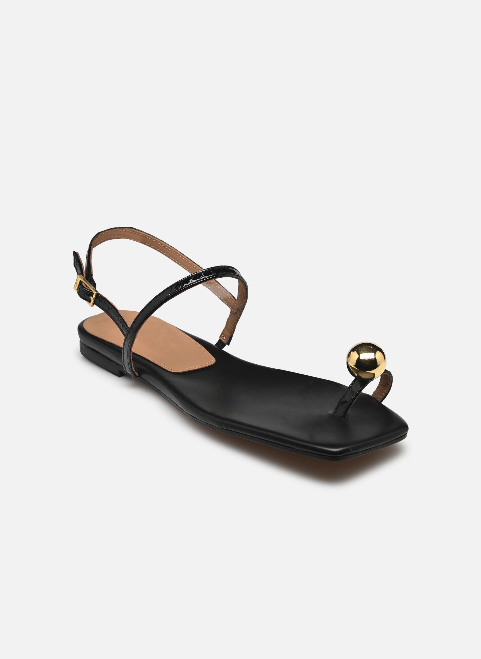 Sandalias planas Idris mujer negro Flattered Sandalias planas Idris mujer negro LEATHER SNAKE BLACK