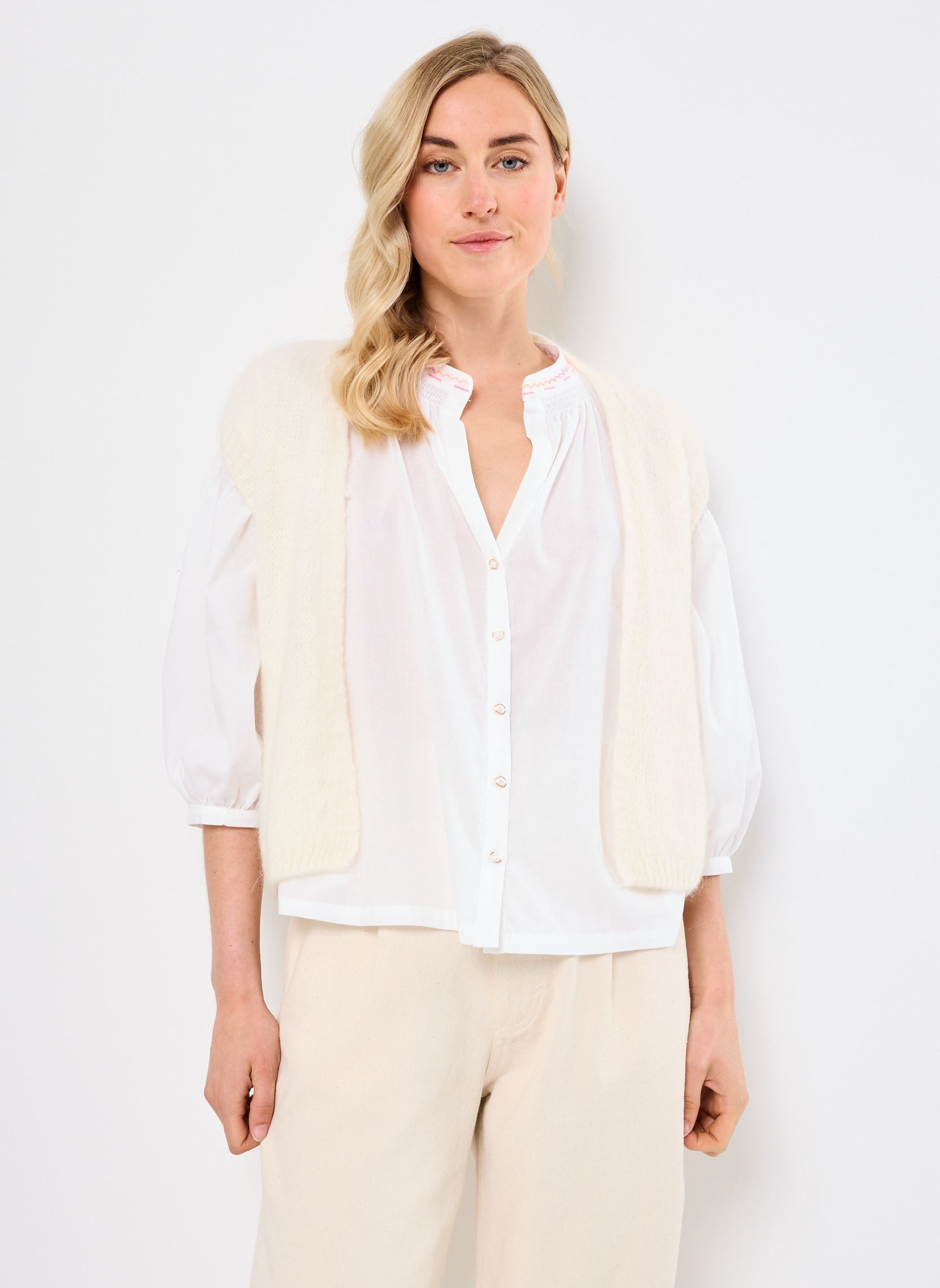 Gilet Marvia donna bianco La Petite Etoile Gilet Marvia donna bianco ECRU