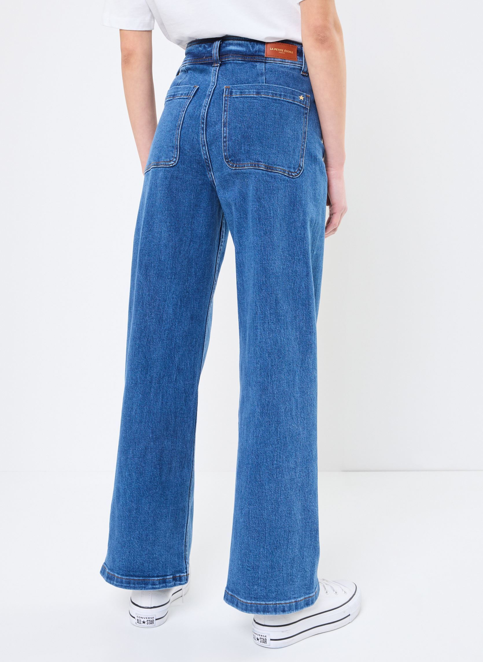 Rechte jeans / Straight Leg Jeans Paphos dames blauw La Petite Etoile Rechte jeans / Straight Leg Jeans Paphos dames blauw Double Wash