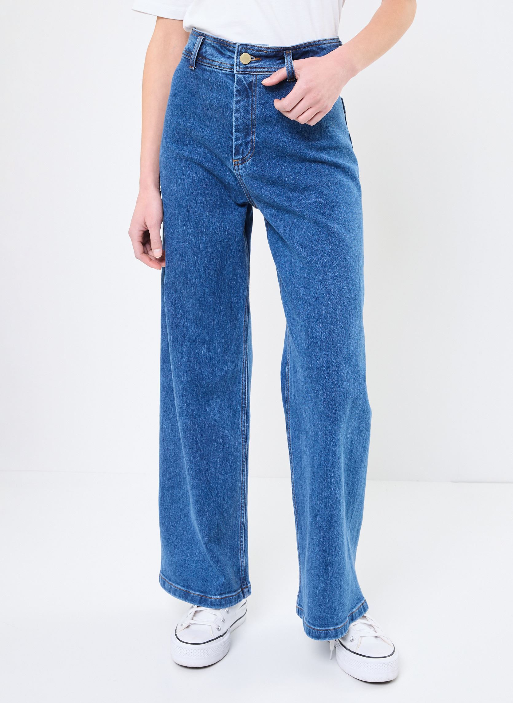 Rechte jeans / Straight Leg Jeans Paphos dames blauw La Petite Etoile Rechte jeans / Straight Leg Jeans Paphos dames blauw Double Wash
