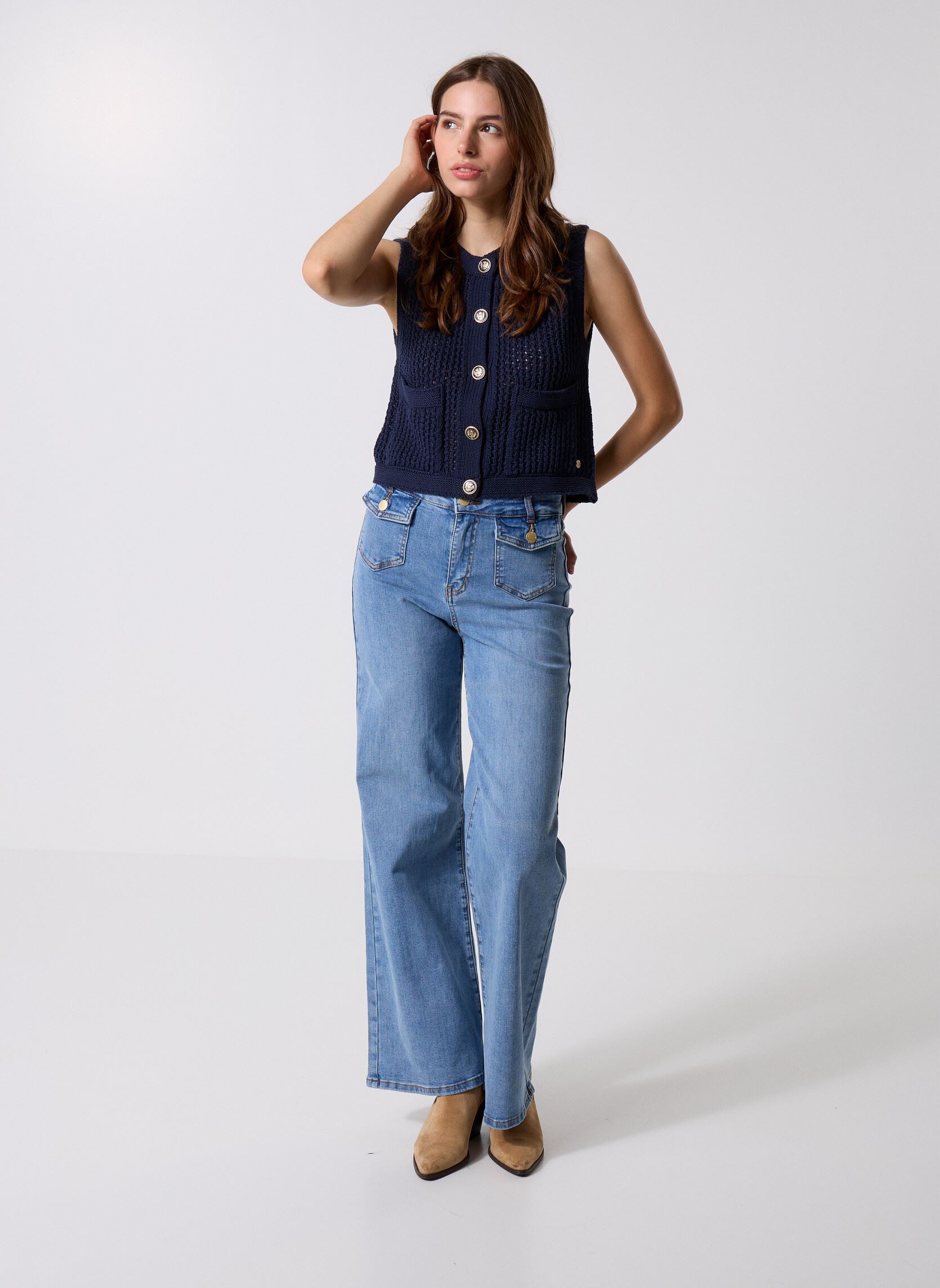 Jeans flare Peyton femme bleu La Petite Etoile Jeans flare Peyton femme bleu Stone