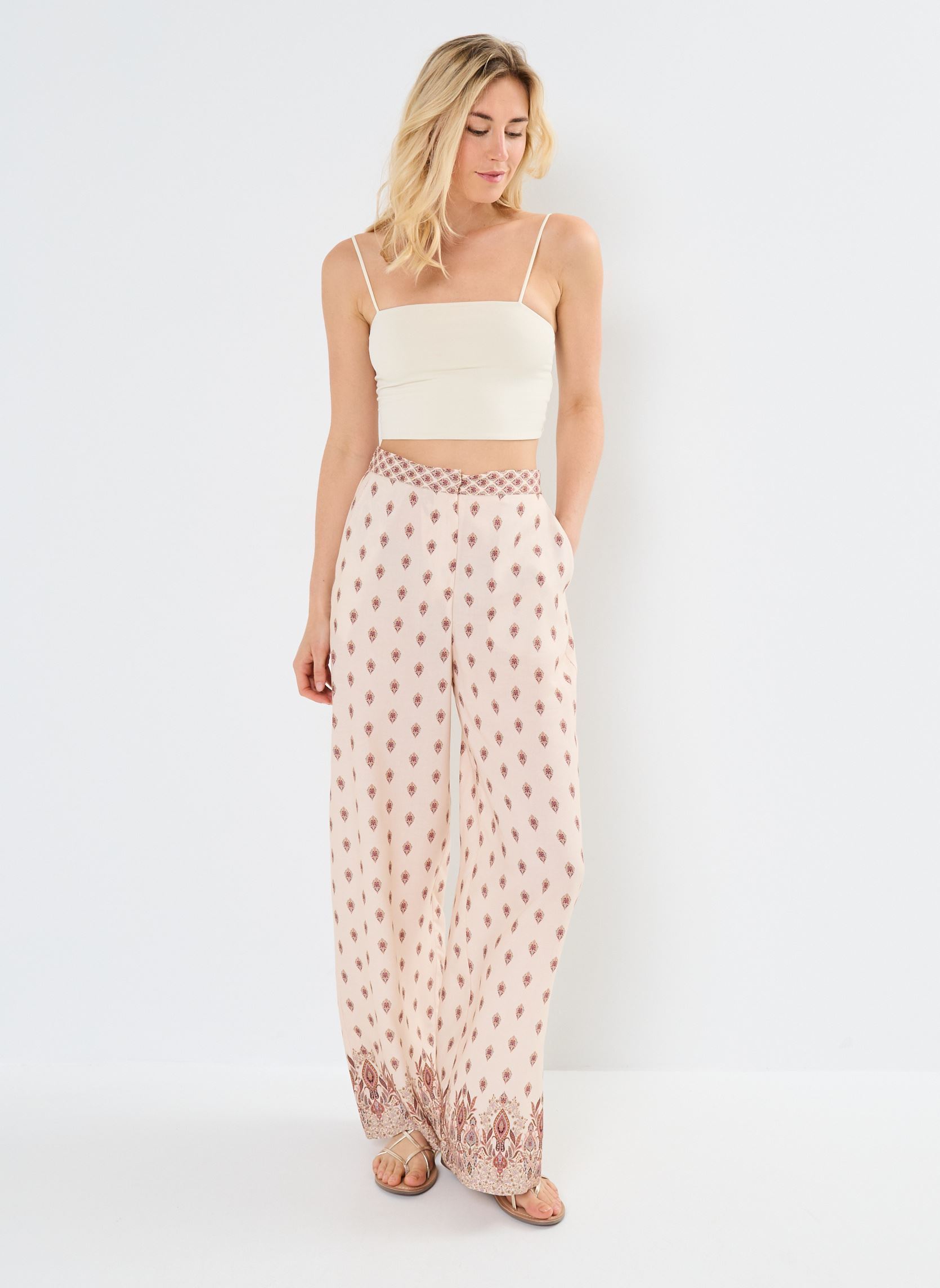 Pantalons larges Polia femme beige La Petite Etoile Pantalons larges Polia femme beige Boho