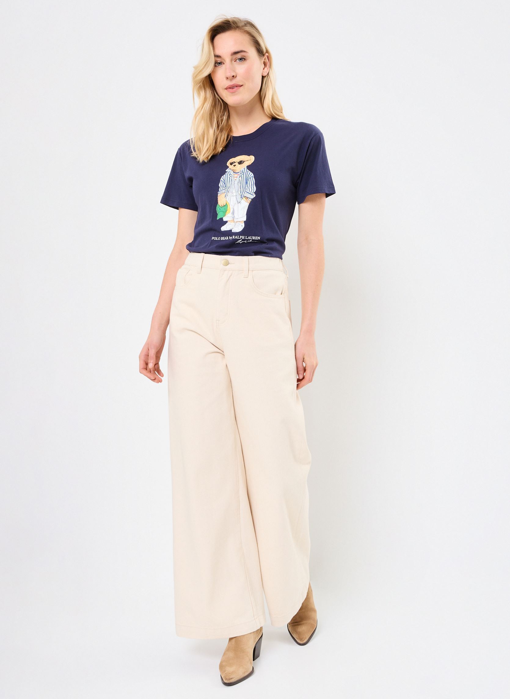 Rechte jeans / Straight Leg Jeans Prune dames beige La Petite Etoile Rechte jeans / Straight Leg Jeans Prune dames beige Beige