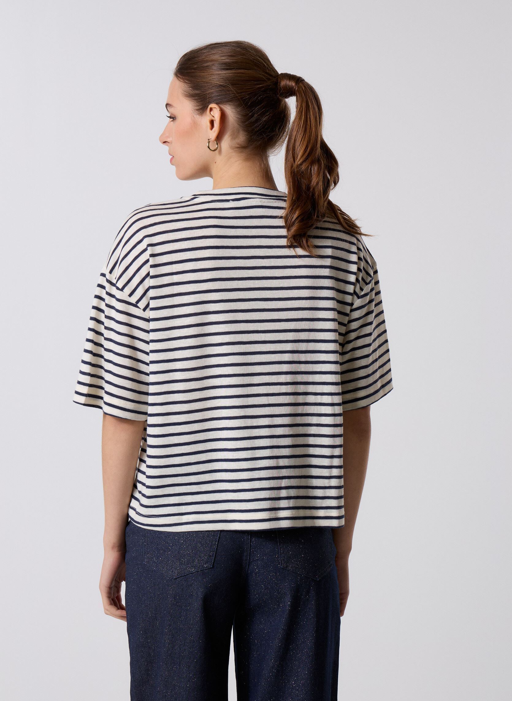 Kurzarm-T-Shirts Tais damen weiß La Petite Etoile Kurzarm-T-Shirts Tais damen weiß ECRU/MARINE