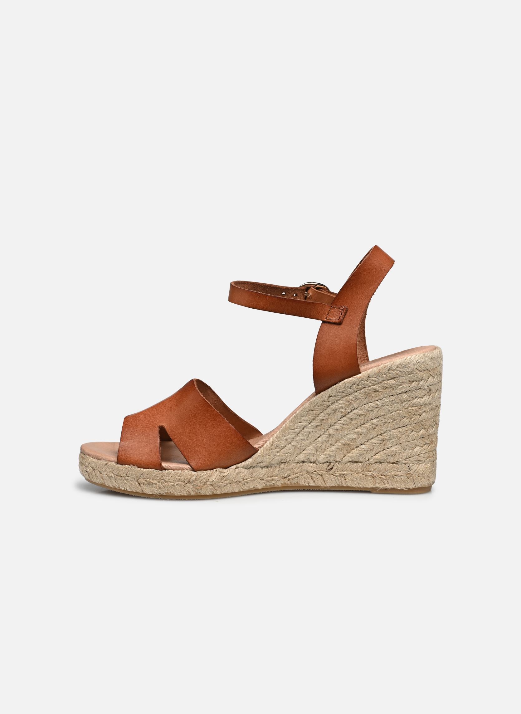 Sandalias y plataformas de cuña Tamanes mujer marrón Eram Sandalias y plataformas de cuña Tamanes mujer marrón Cognac