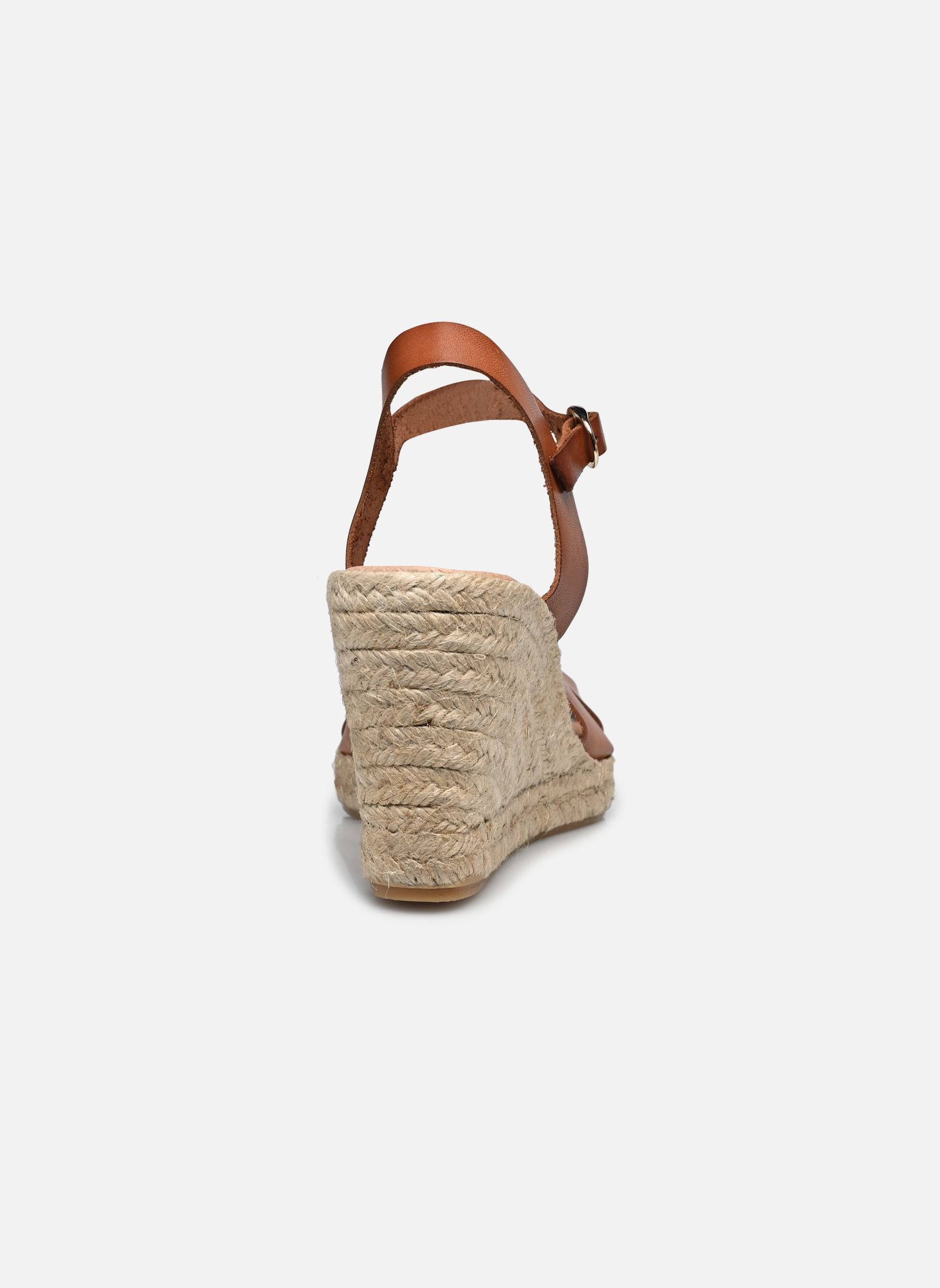 Sandalias y plataformas de cuña Tamanes mujer marrón Eram Sandalias y plataformas de cuña Tamanes mujer marrón Cognac