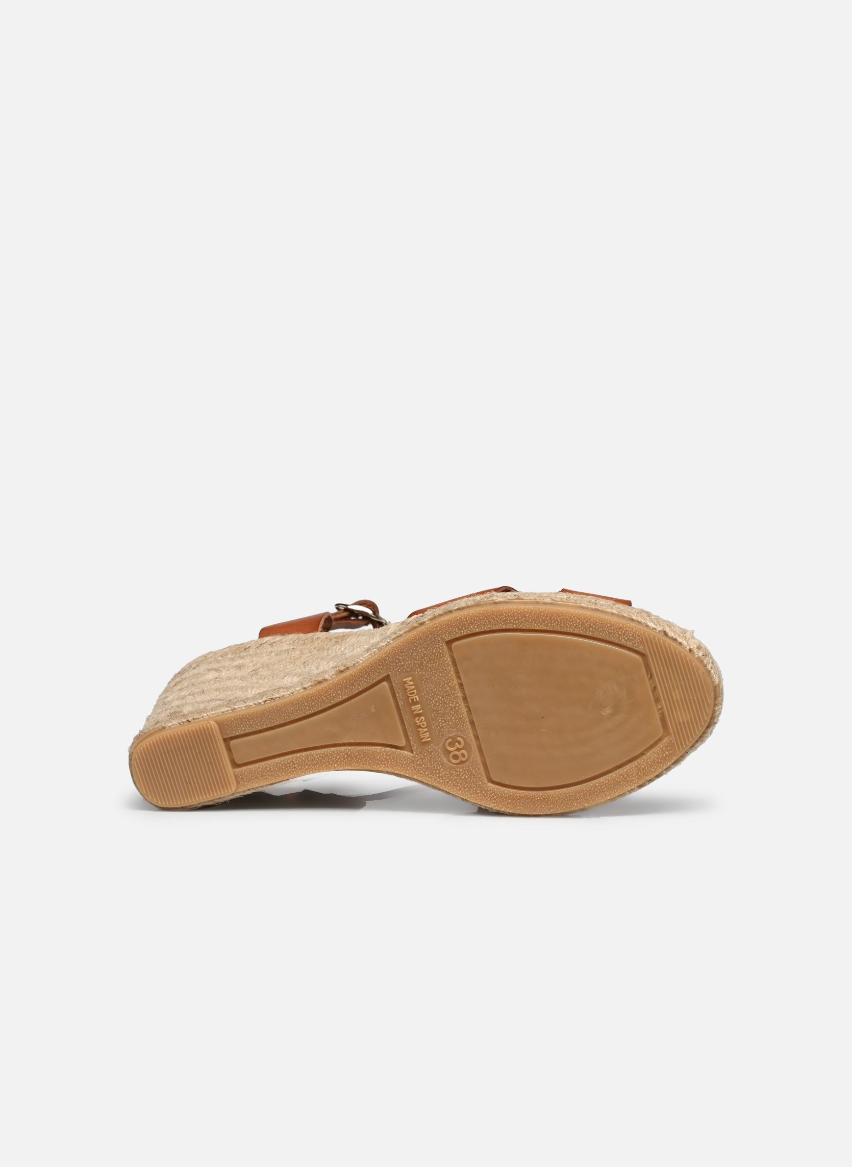 Sandalias y plataformas de cuña Tamanes mujer marrón Eram Sandalias y plataformas de cuña Tamanes mujer marrón Cognac