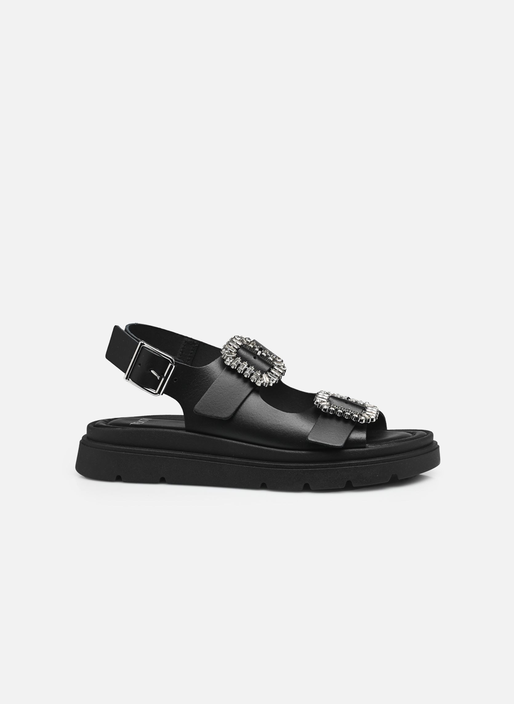 Sandalias y plataformas de cuña Nauline mujer negro Texto Sandalias y plataformas de cuña Nauline mujer negro Noir