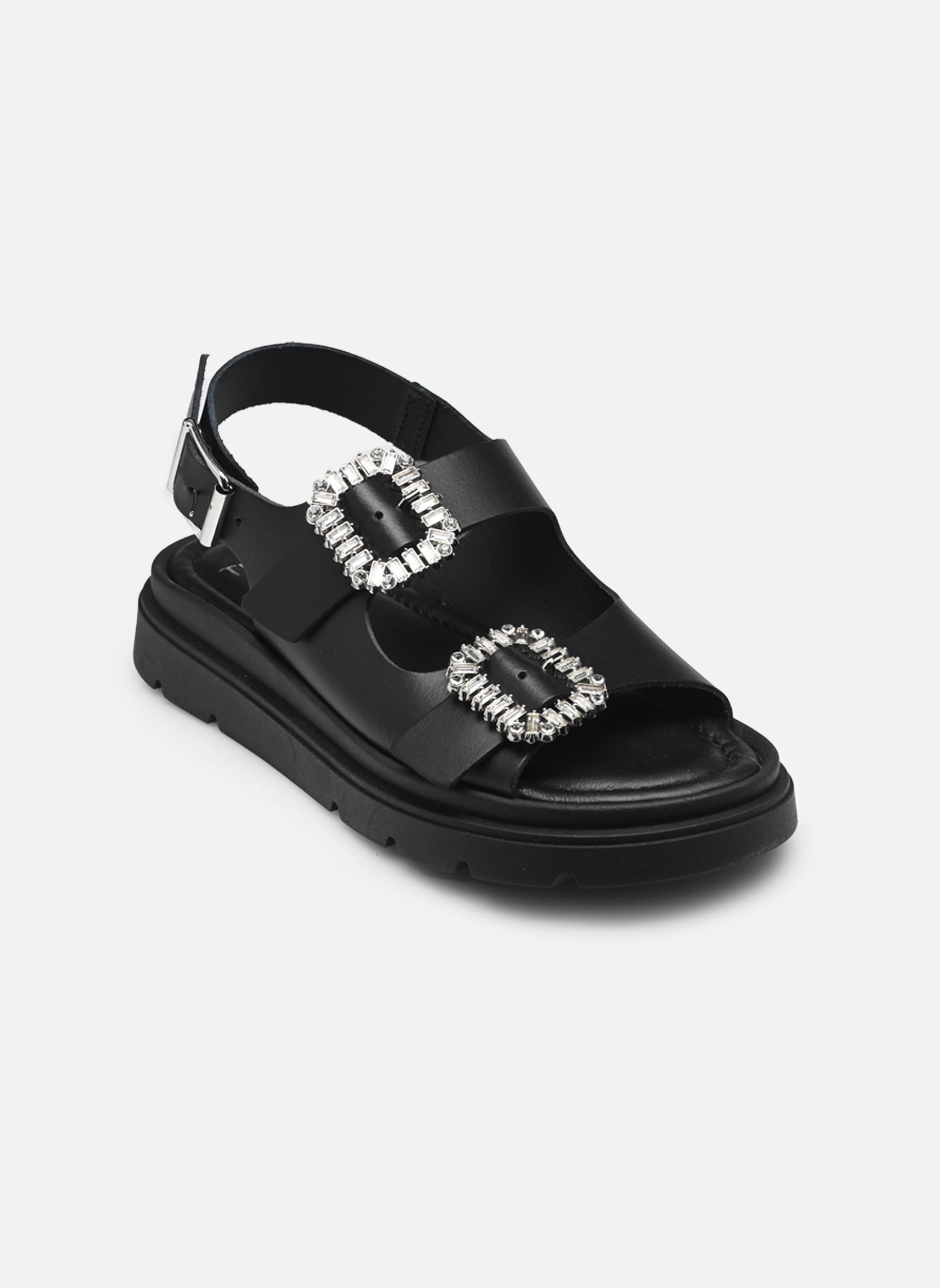 Sandalias y plataformas de cuña Nauline mujer negro Texto Sandalias y plataformas de cuña Nauline mujer negro Noir