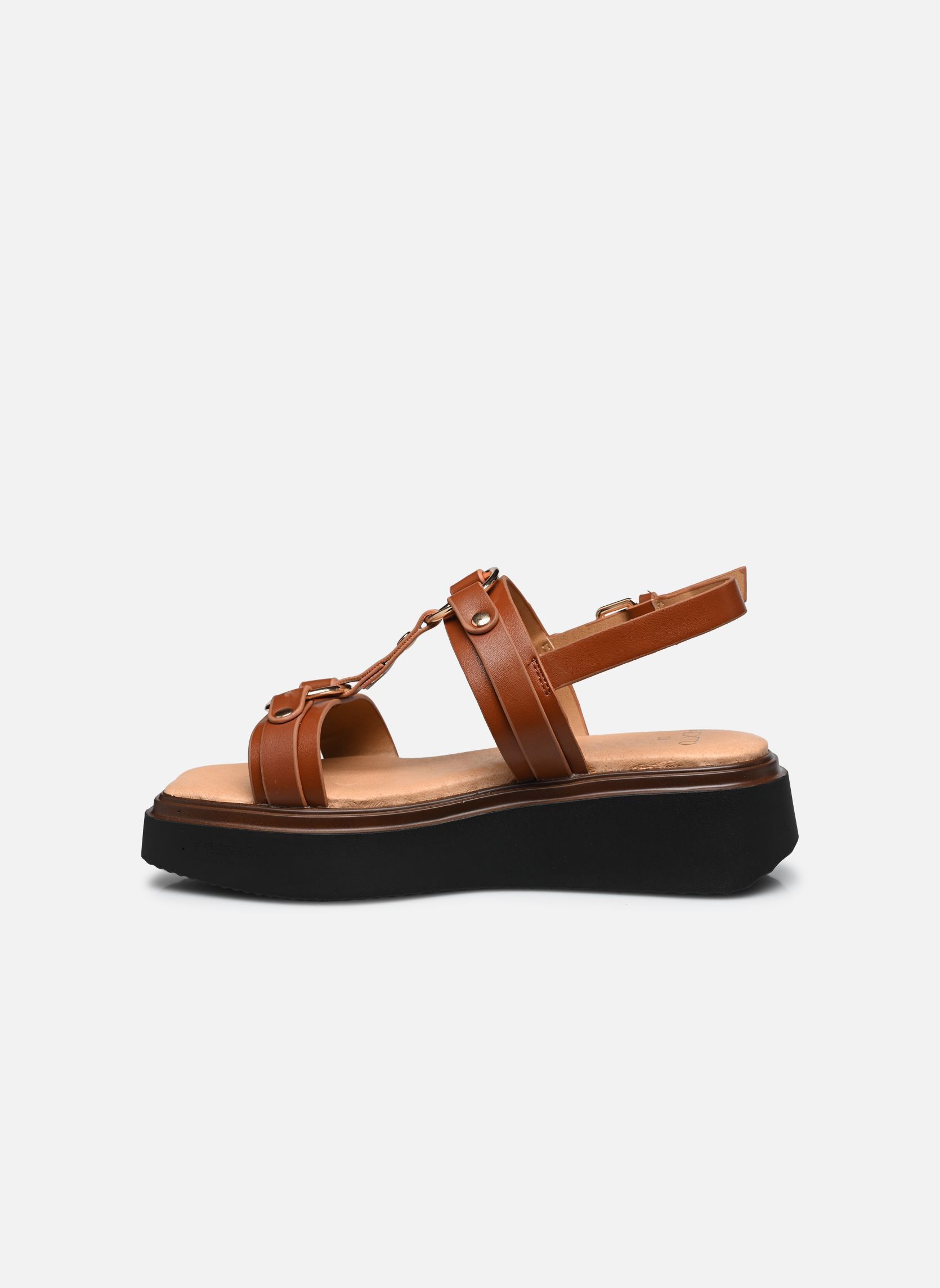 Sandalen met sleehak en plateau Nyokola dames bruin Texto Sandalen met sleehak en plateau Nyokola dames bruin Cognac