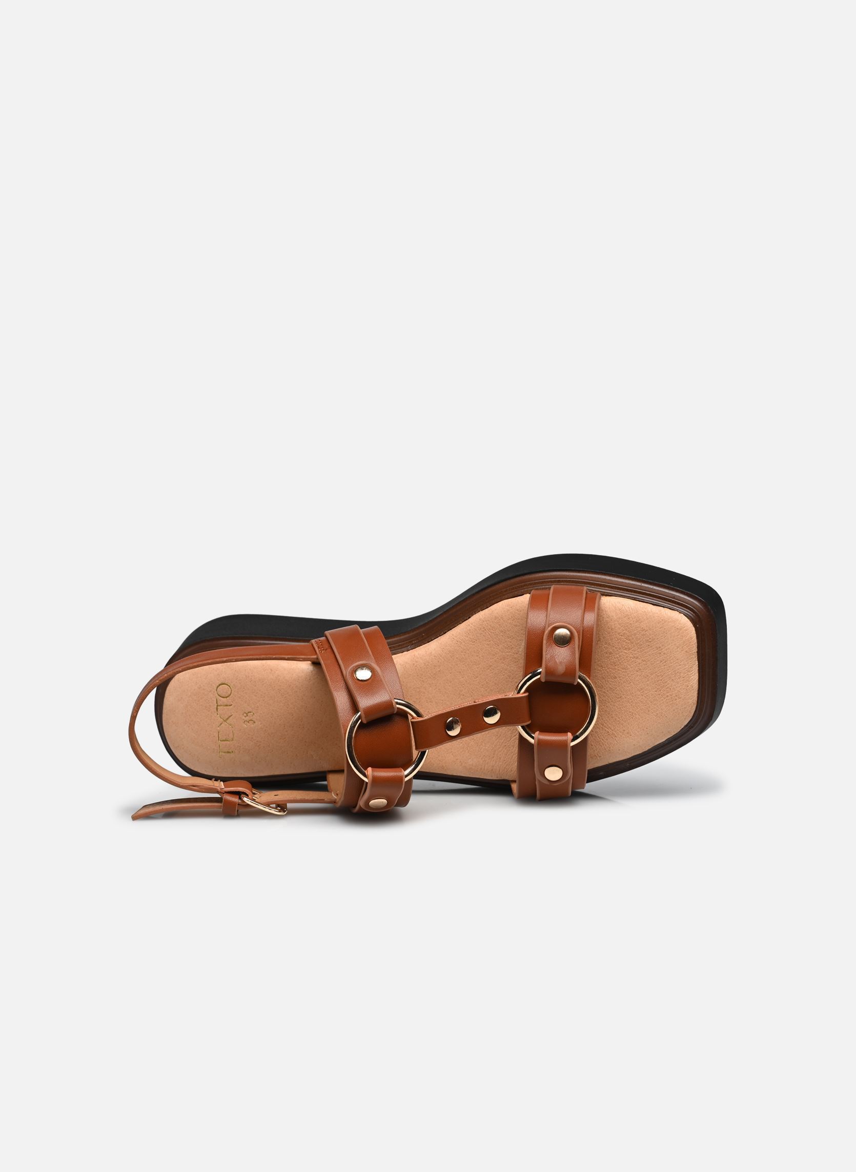 Sandalen met sleehak en plateau Nyokola dames bruin Texto Sandalen met sleehak en plateau Nyokola dames bruin Cognac