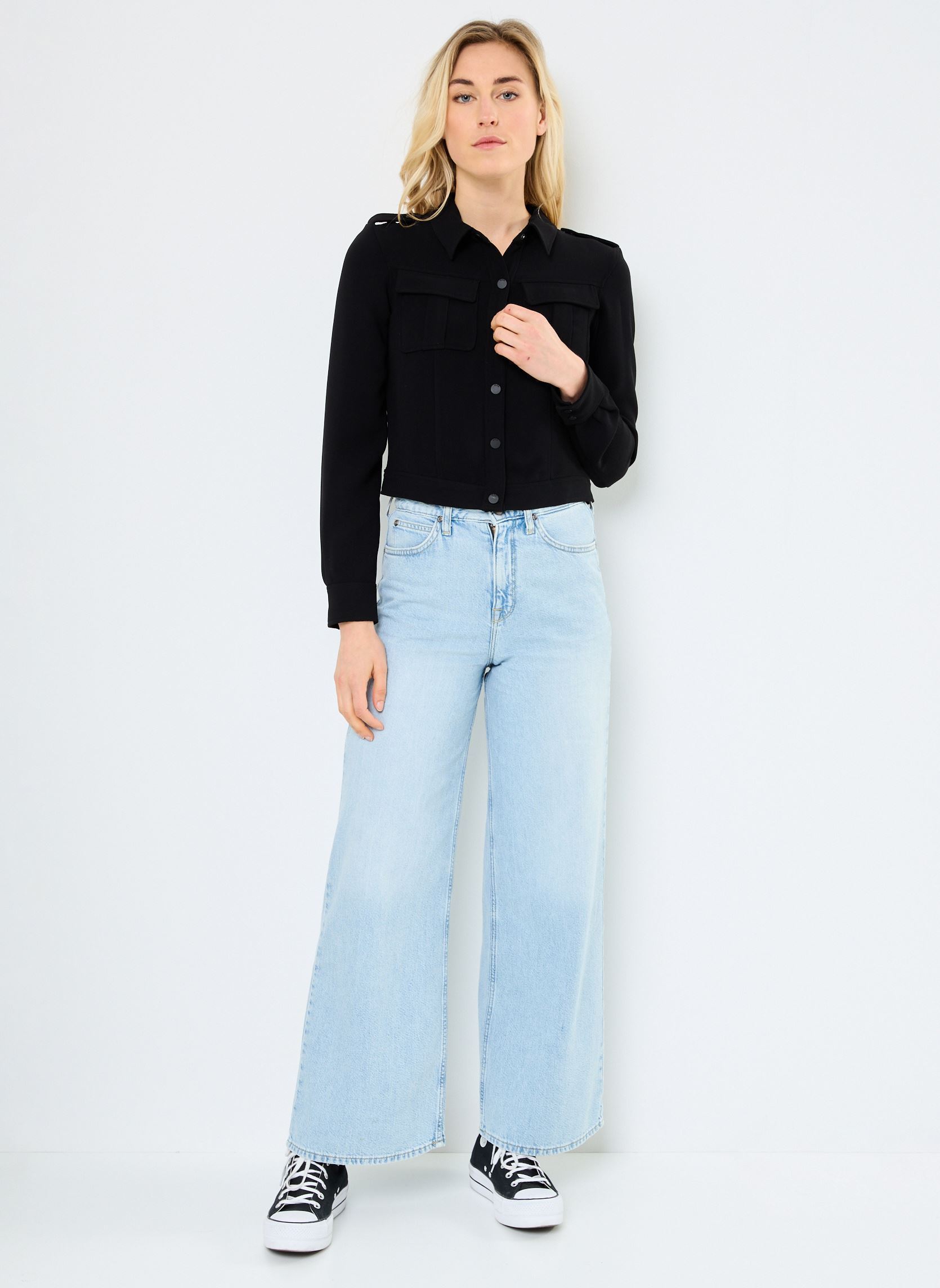 Chemises manches longues BY12055 femme noir IKKS Women Chemises manches longues BY12055 femme noir NOIR