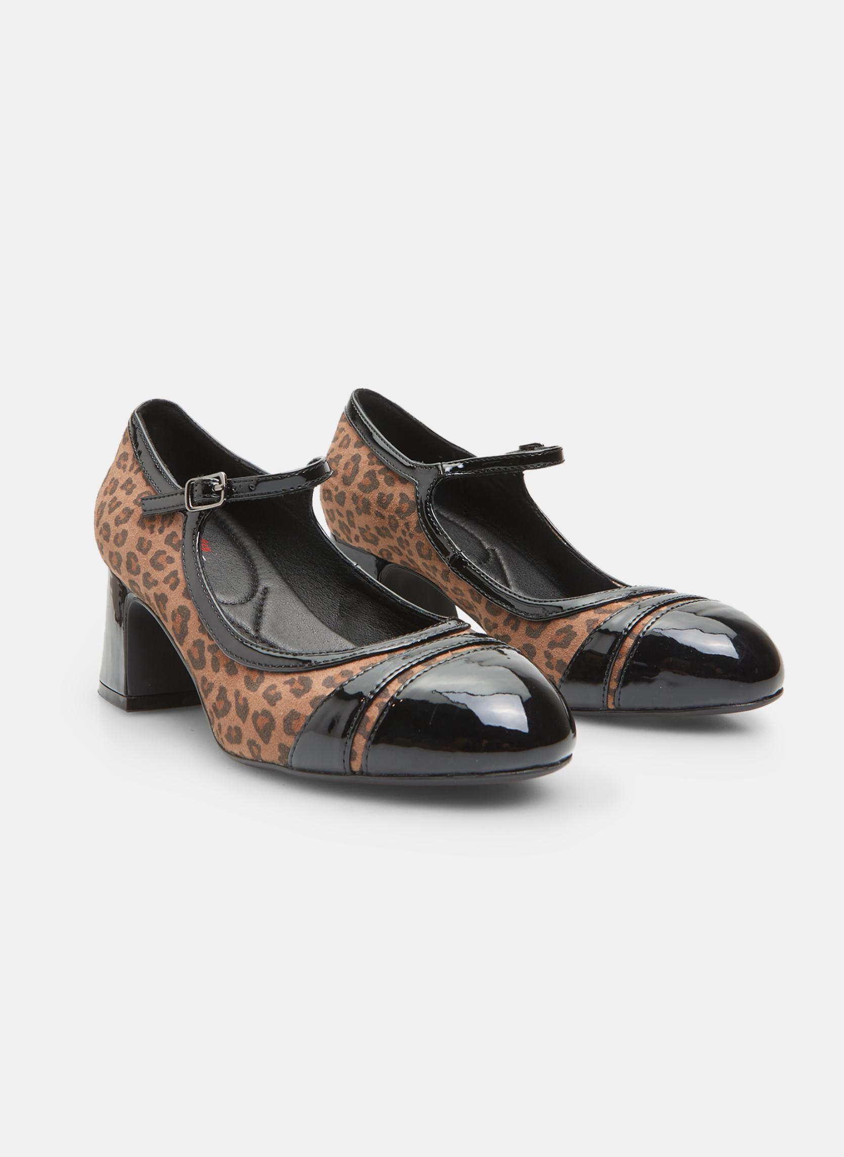 Escarpins Mary Jane Femme HSyc - Talon Bloc 6cm, Cuir Verni Avec Boucle Élégante