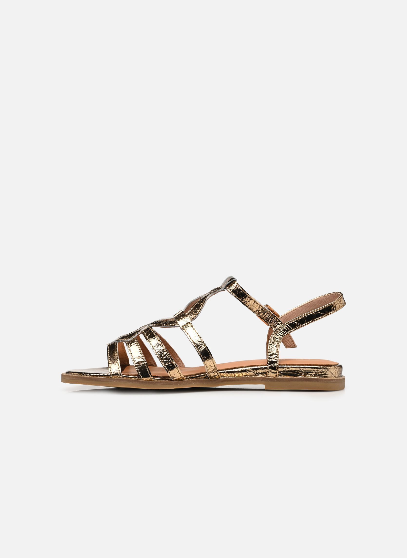 Platte sandalen Sabine dames goud en brons Karston Platte sandalen Sabine dames goud en brons VN_OR