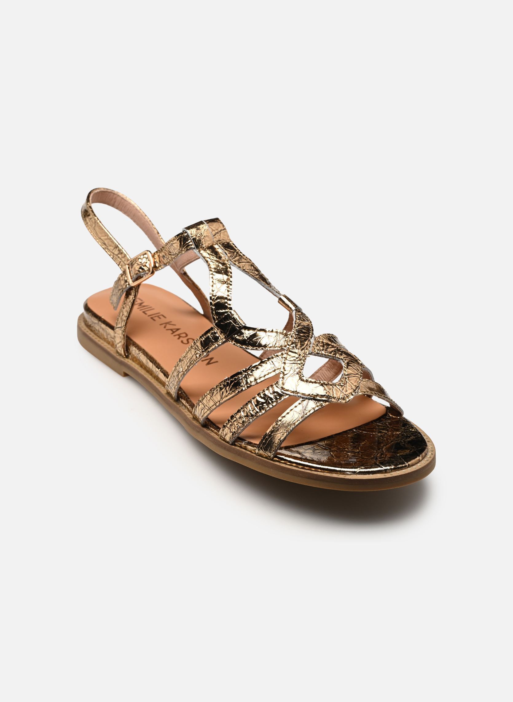 Platte sandalen Sabine dames goud en brons Karston Platte sandalen Sabine dames goud en brons VN_OR