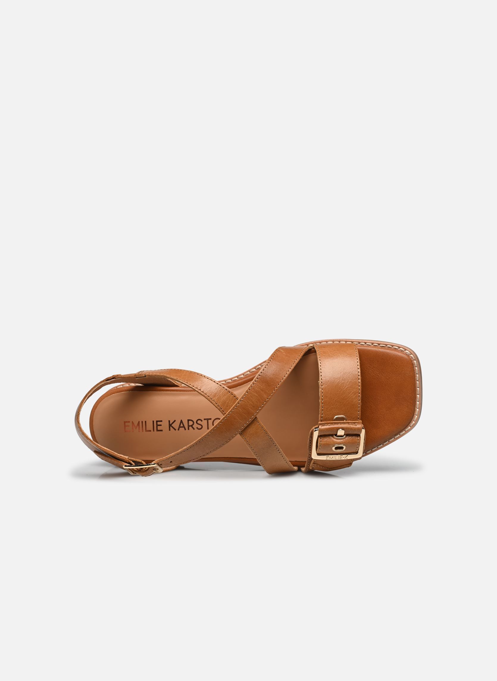 Platte sandalen Lucie dames bruin Karston Platte sandalen Lucie dames bruin Cognac