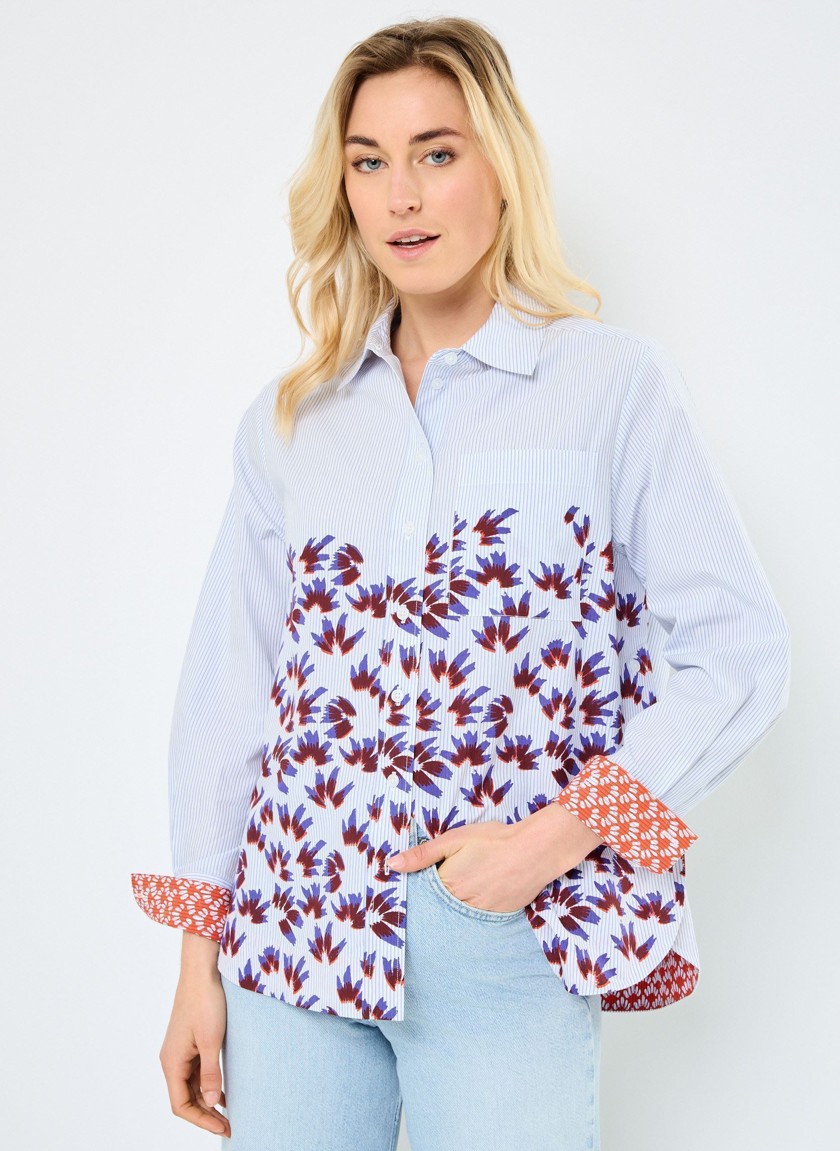 Lange mouw overhemden Chemise Ml Louxor dames blauw Stella Forest Lange mouw overhemden Chemise Ml Louxor dames blauw BLEU