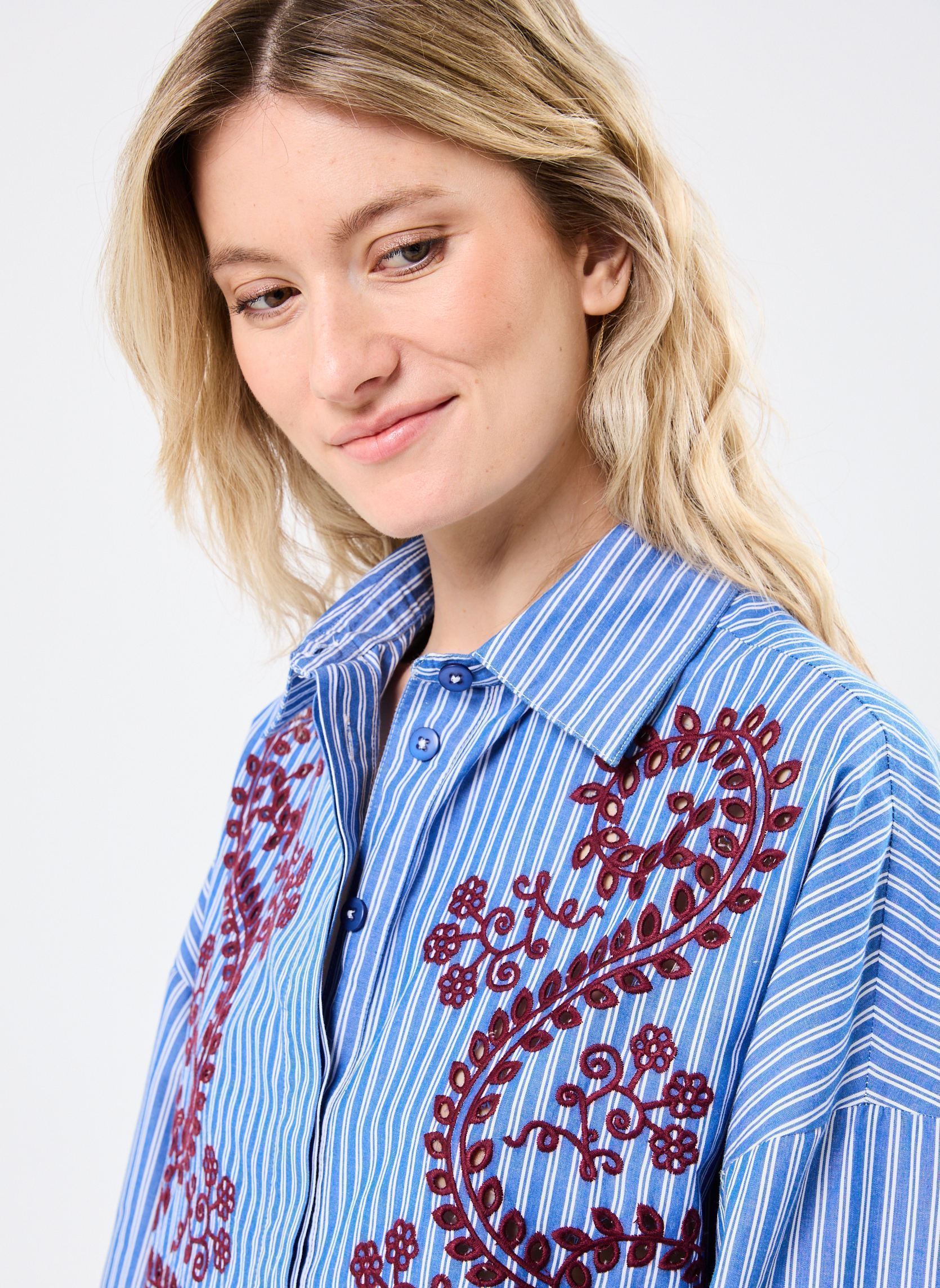 Chemises manches longues Chemise Ml Nuria femme bleu Stella Forest Chemises manches longues Chemise Ml Nuria femme bleu BLEU