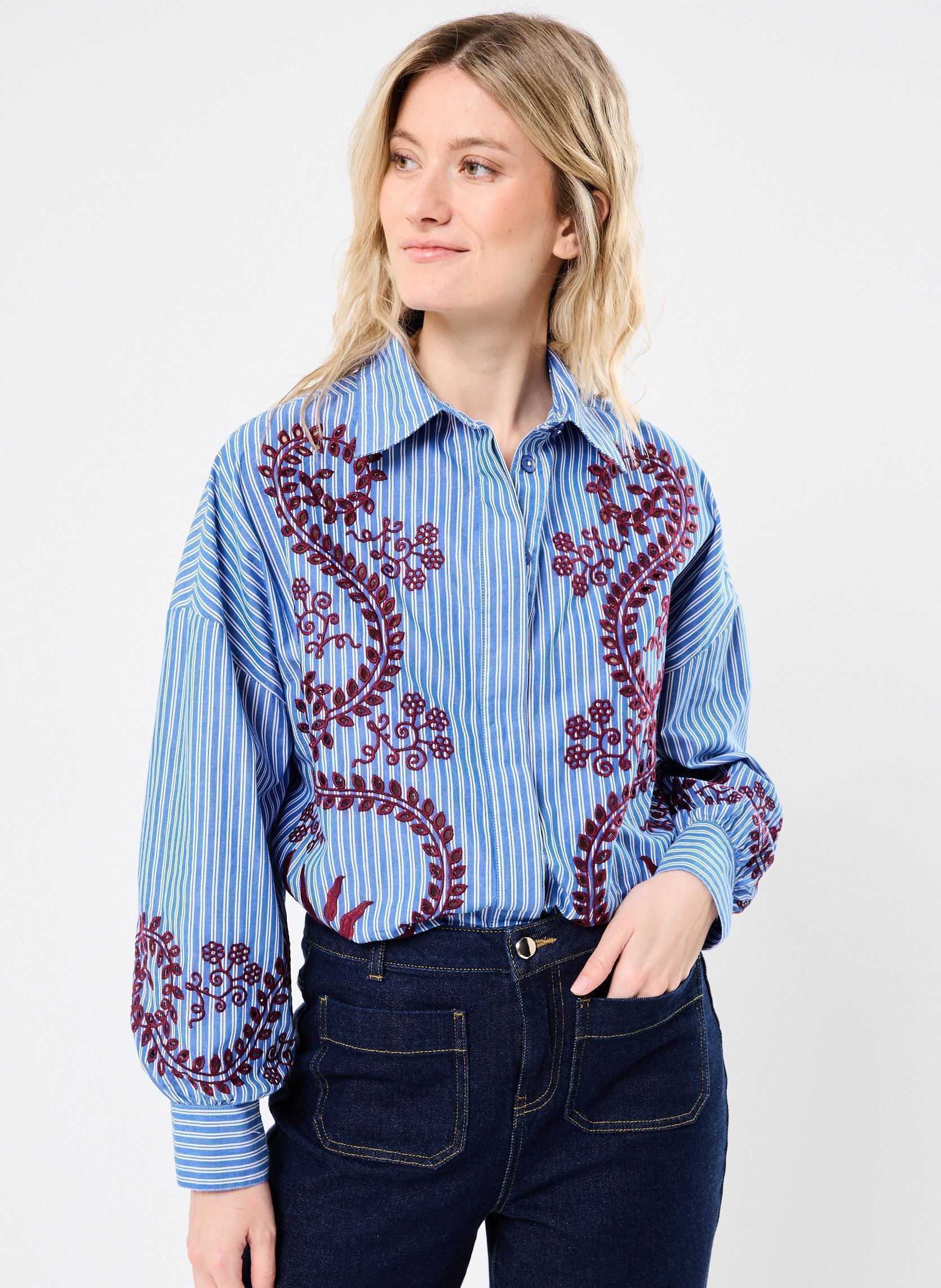 Chemises manches longues Chemise Ml Nuria femme bleu Stella Forest Chemises manches longues Chemise Ml Nuria femme bleu BLEU