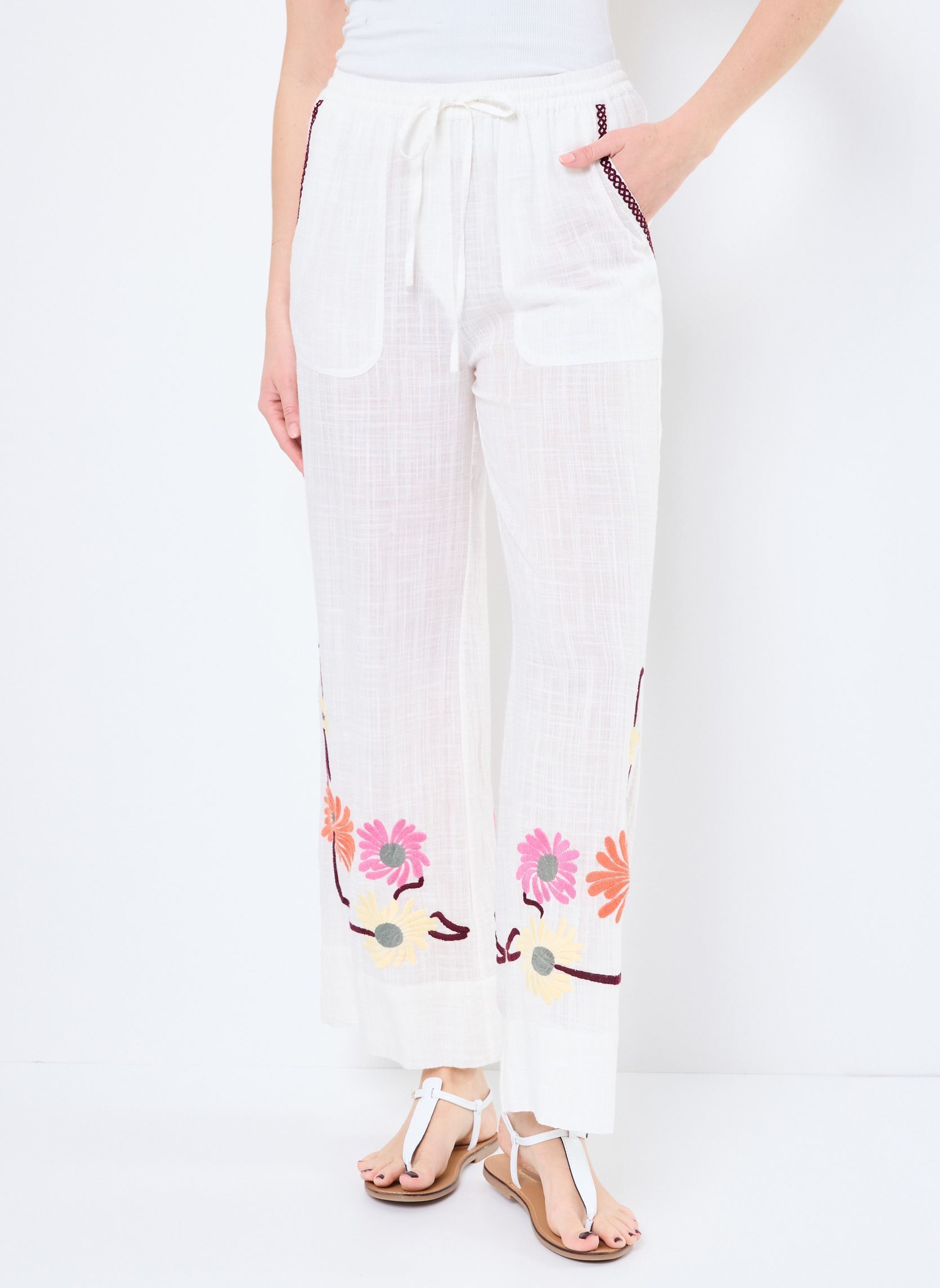 Weite Hosen Pantalon Elastiqu Augustin damen weiß Stella Forest Weite Hosen Pantalon Elastiqu Augustin damen weiß ECRU