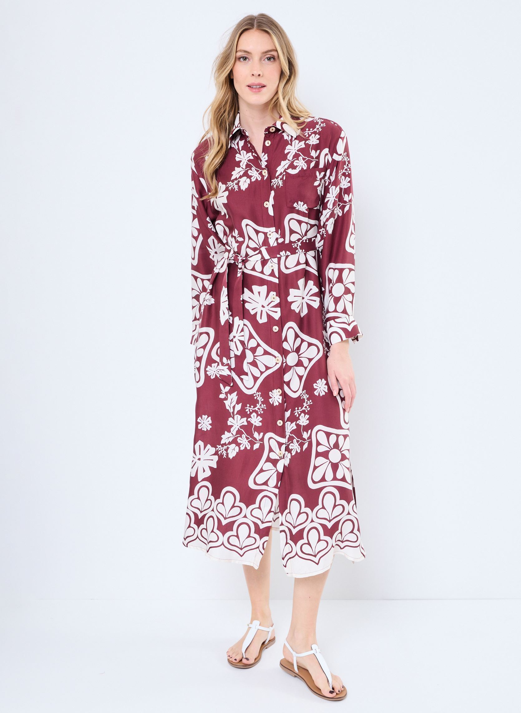Lange jurken Robe Ml Stephanie dames bordeaux Stella Forest Lange jurken Robe Ml Stephanie dames bordeaux BORDEAUX
