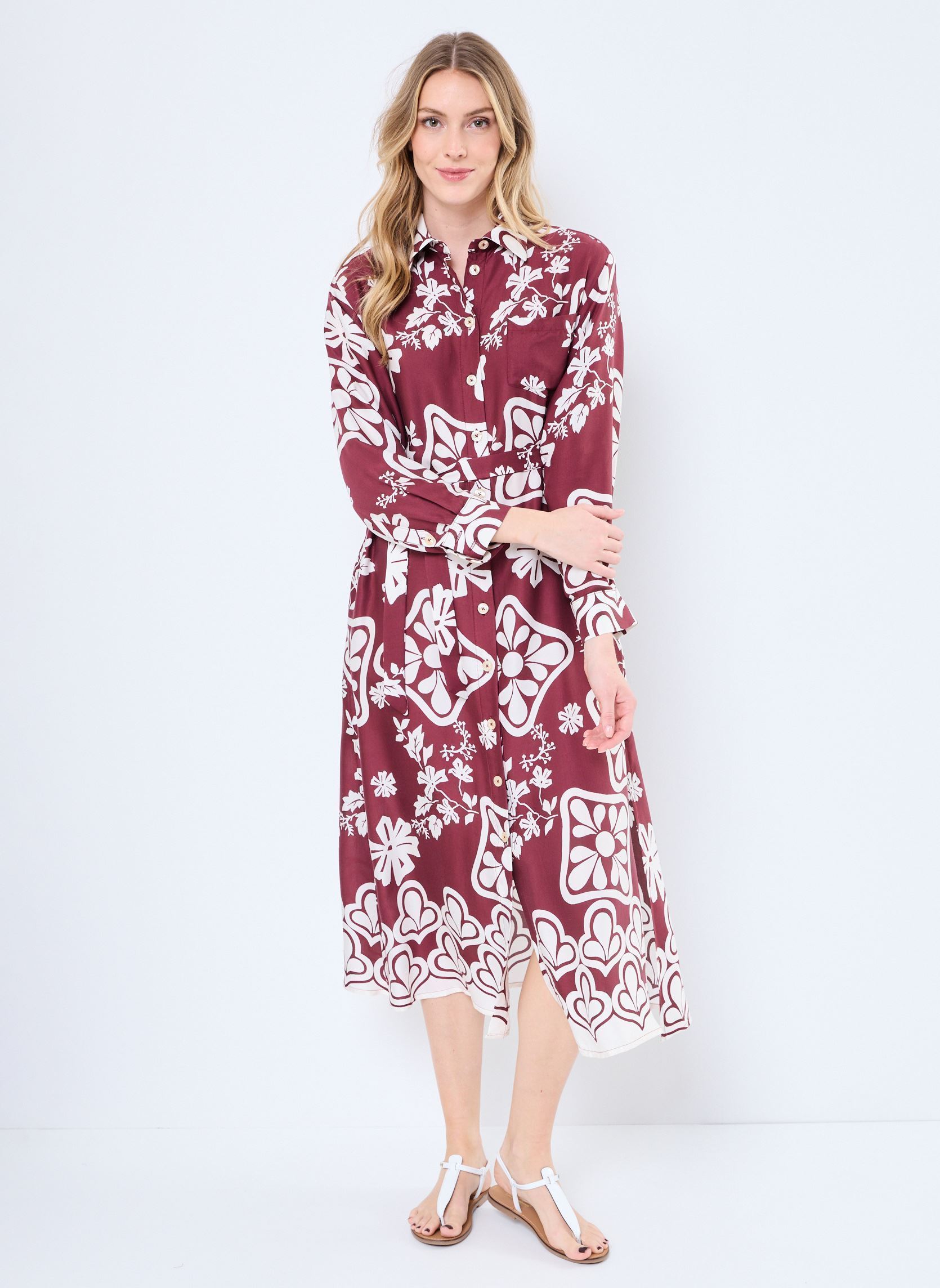Lange jurken Robe Ml Stephanie dames bordeaux Stella Forest Lange jurken Robe Ml Stephanie dames bordeaux BORDEAUX