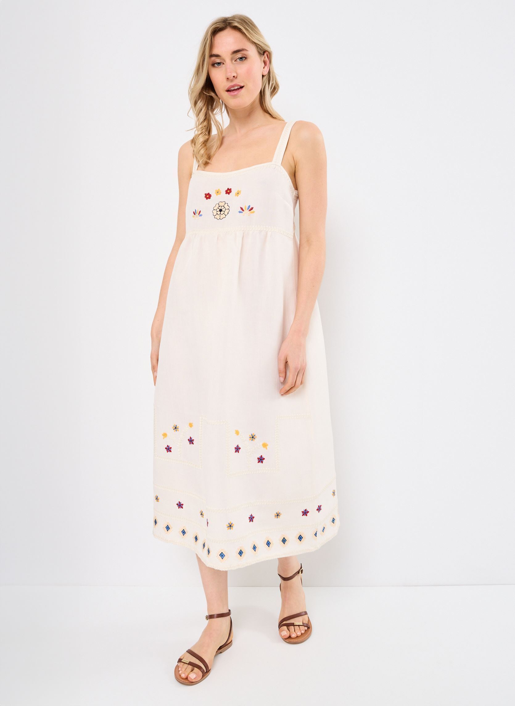 Robes longues Robe Bretelle Loraine femme blanc Stella Forest Robes longues Robe Bretelle Loraine femme blanc ECRU