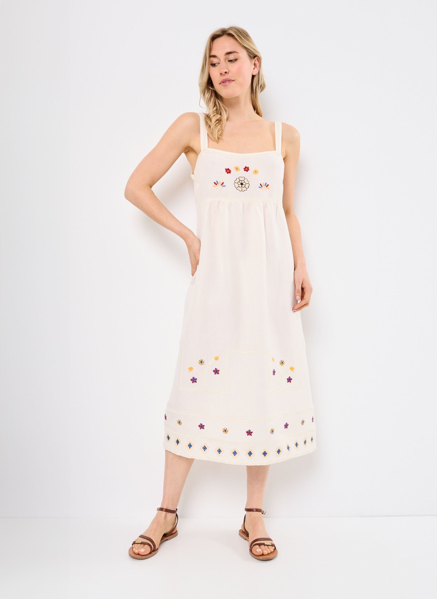 Robes longues Robe Bretelle Loraine femme blanc Stella Forest Robes longues Robe Bretelle Loraine femme blanc ECRU