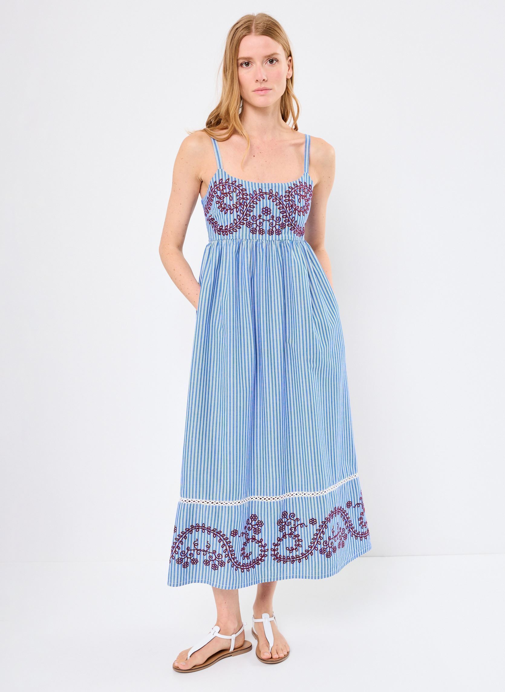 Lange Kleider Robe Bretelles Nuria damen blau Stella Forest Lange Kleider Robe Bretelles Nuria damen blau BLEU