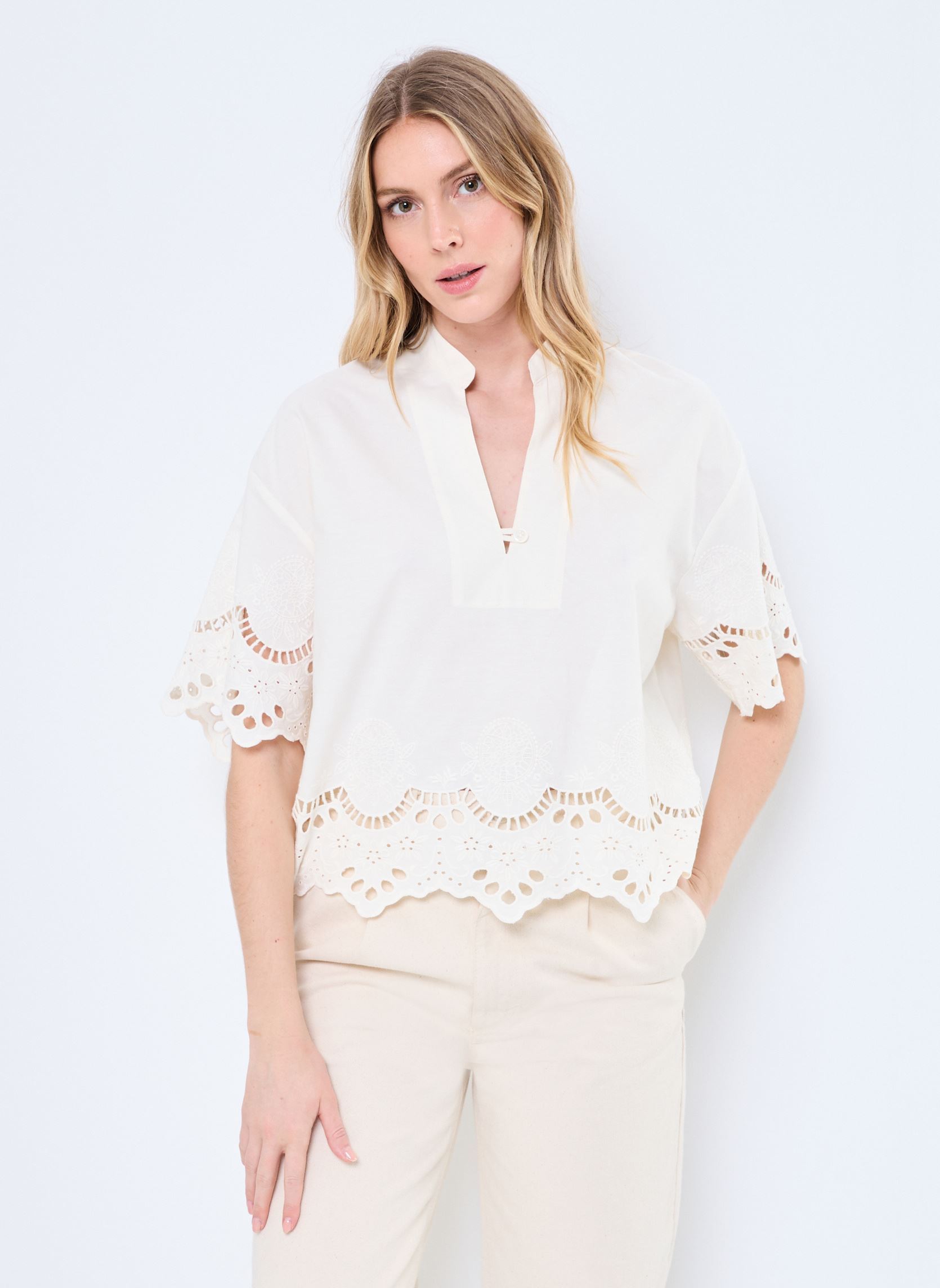 Blouses met korte mouwen Tunique Mc Bahamas dames wit Stella Forest Blouses met korte mouwen Tunique Mc Bahamas dames wit ECRU