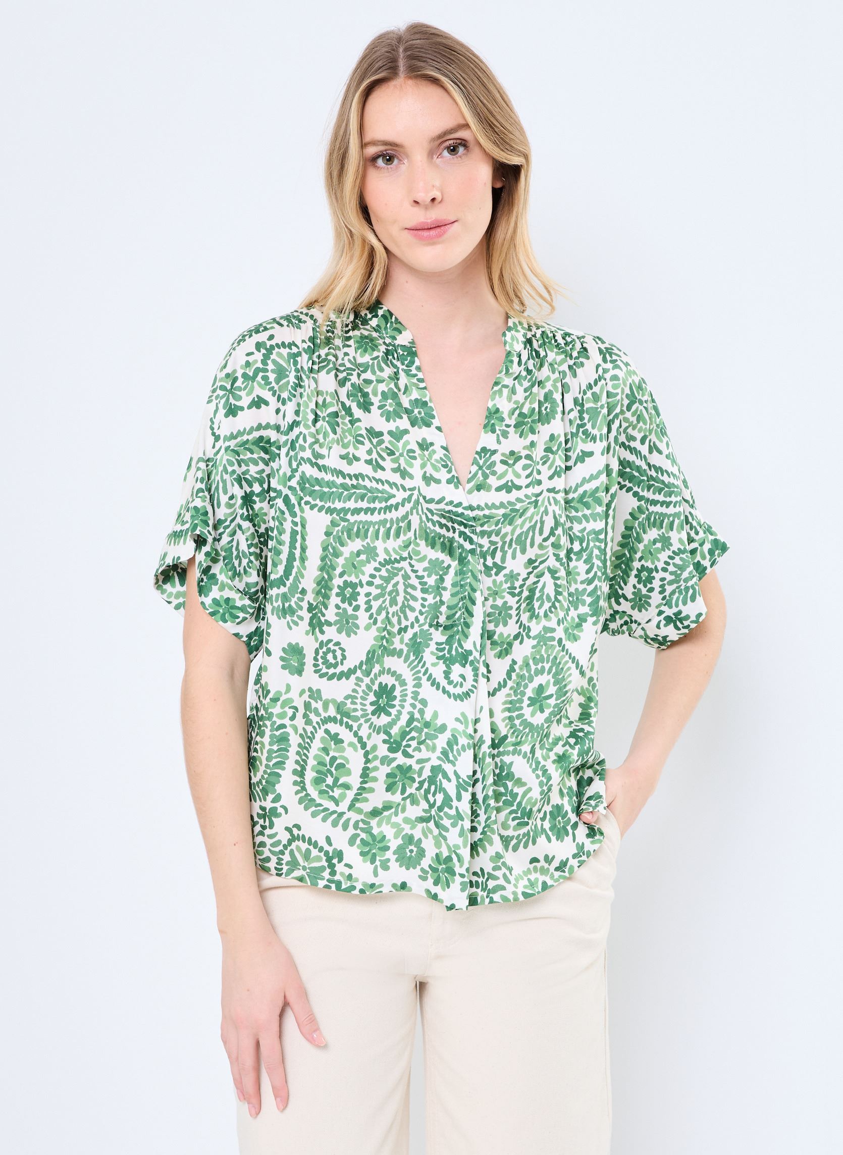 Bluse a maniche corte Tunique Mc Abril donna verde Stella Forest Bluse a maniche corte Tunique Mc Abril donna verde MEKONG