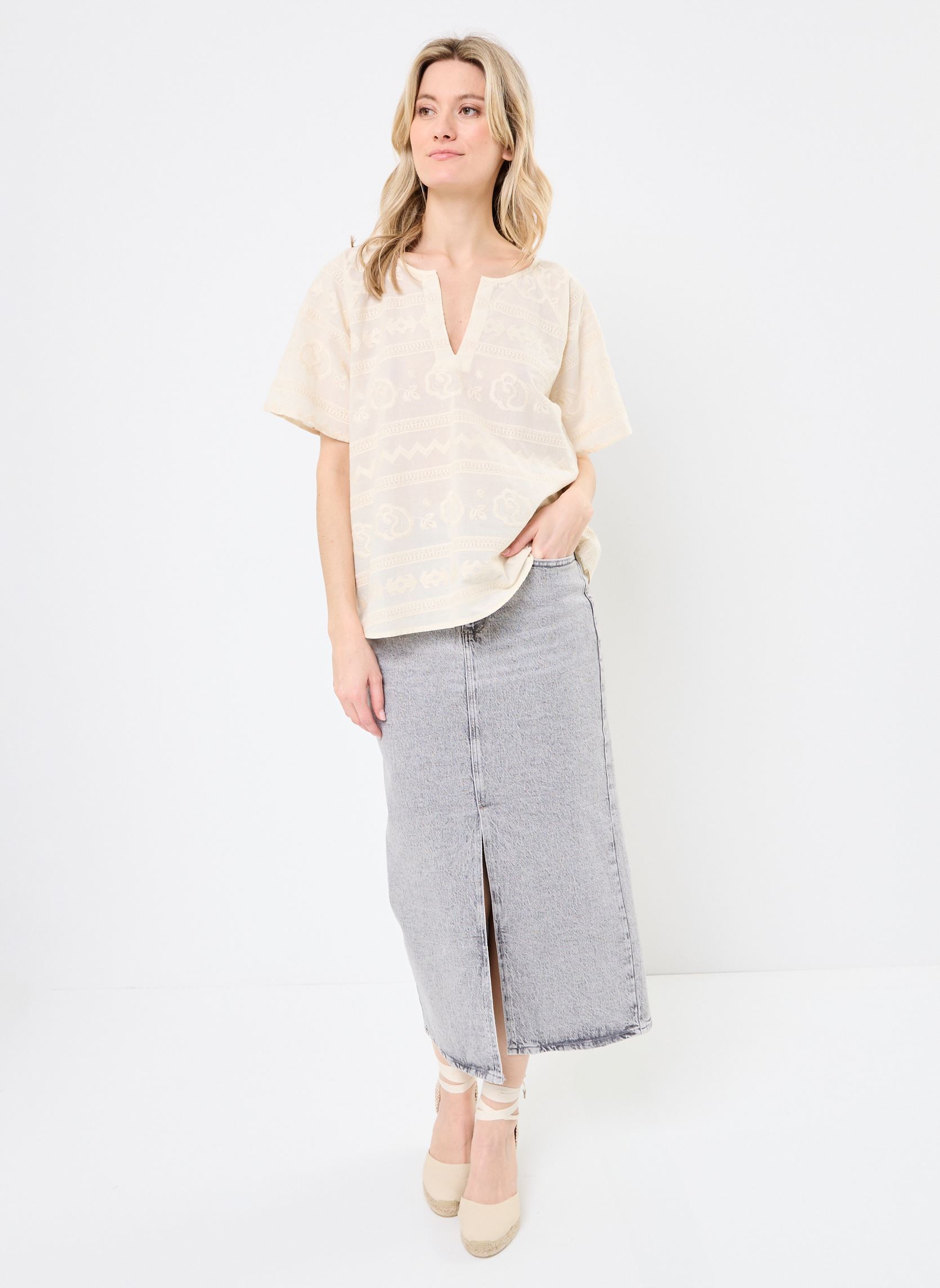 Blouses manches courtes Tunique Mc Laure femme blanc Stella Forest Blouses manches courtes Tunique Mc Laure femme blanc ECRU