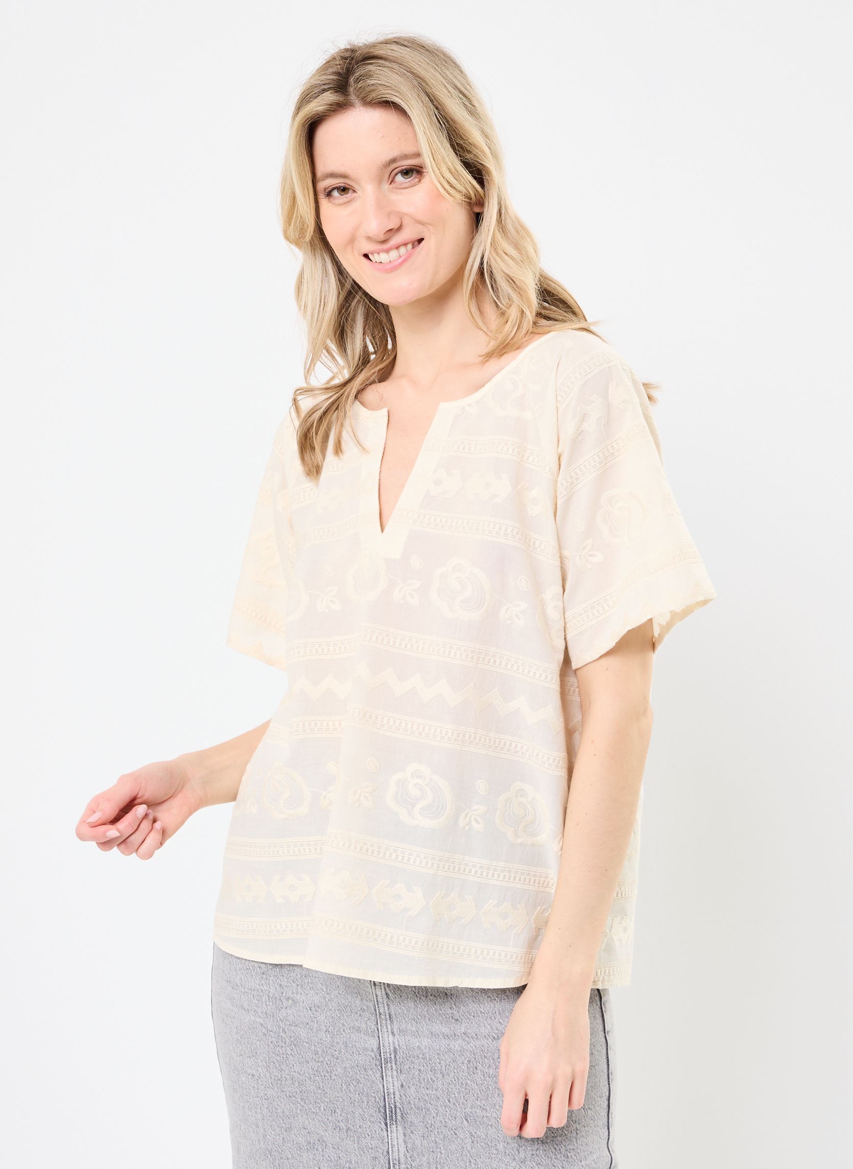 Blouses manches courtes Tunique Mc Laure femme blanc Stella Forest Blouses manches courtes Tunique Mc Laure femme blanc ECRU