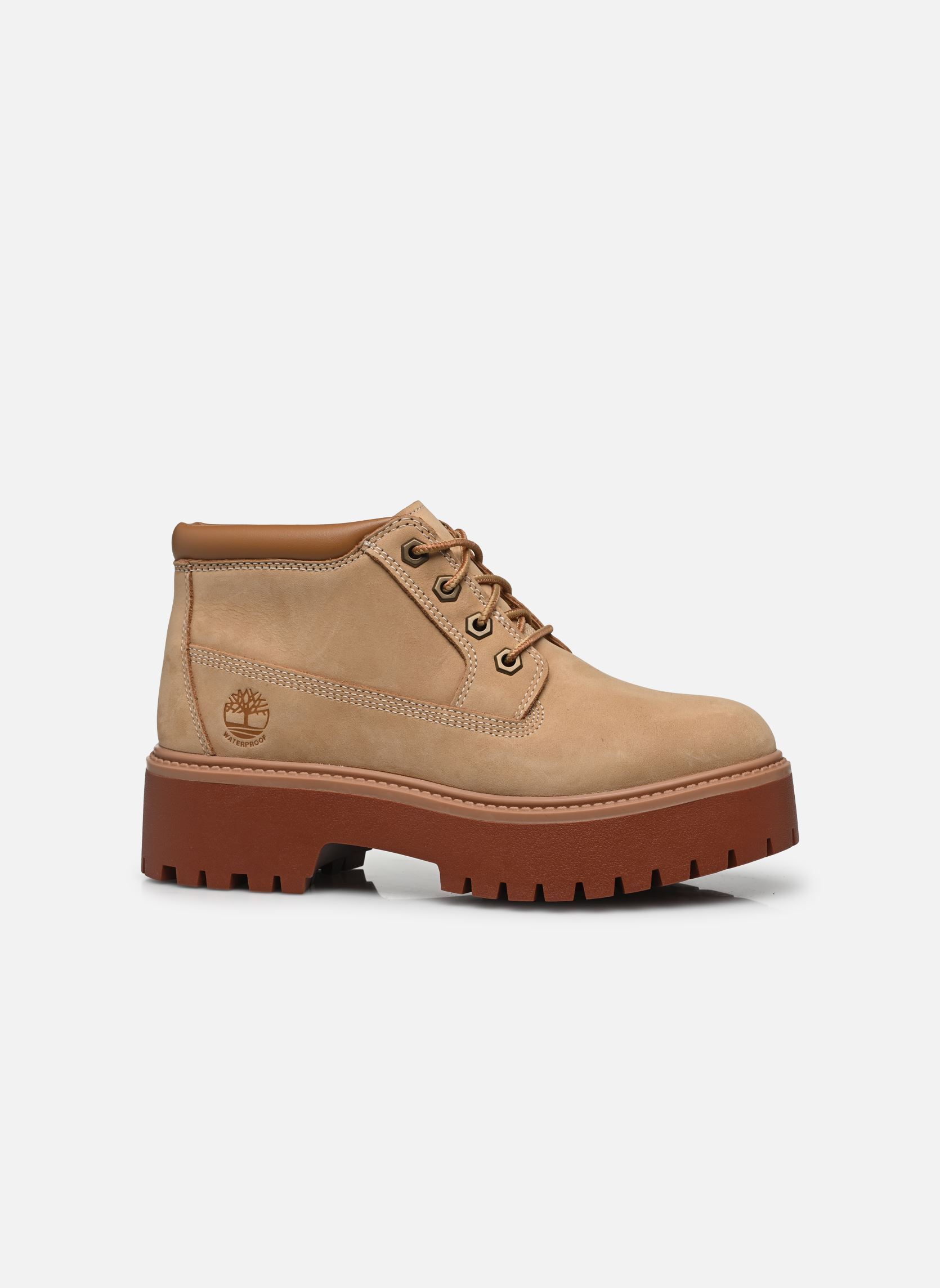 Geschnürte Stiefeletten STST MID LACE WATERPROOF BOOT MEDIU damen beige Timberland Geschnürte Stiefeletten STST MID LACE WATERPROOF BOOT MEDIU damen beige MEDIUM BEIGE NUBUCK